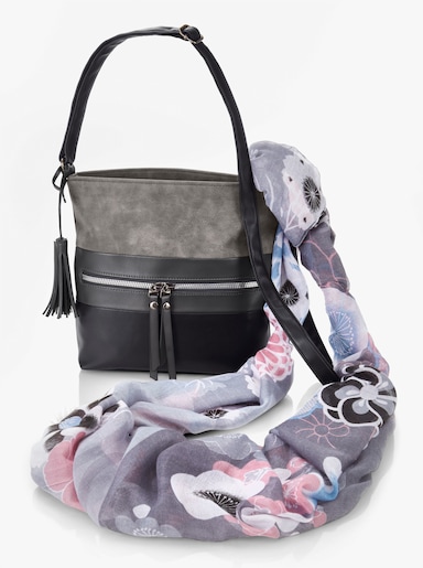 Handtasche mit Schal - grau