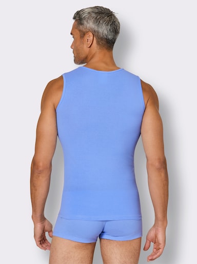 wäschepur men Unterhemd - marine + himmelblau