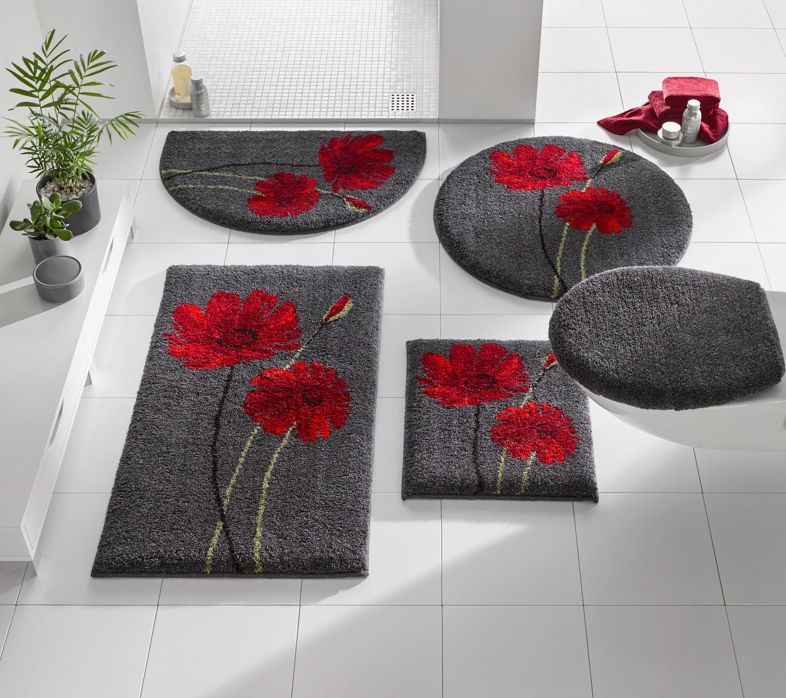 Grund Badgarnitur - anthrazit-rot