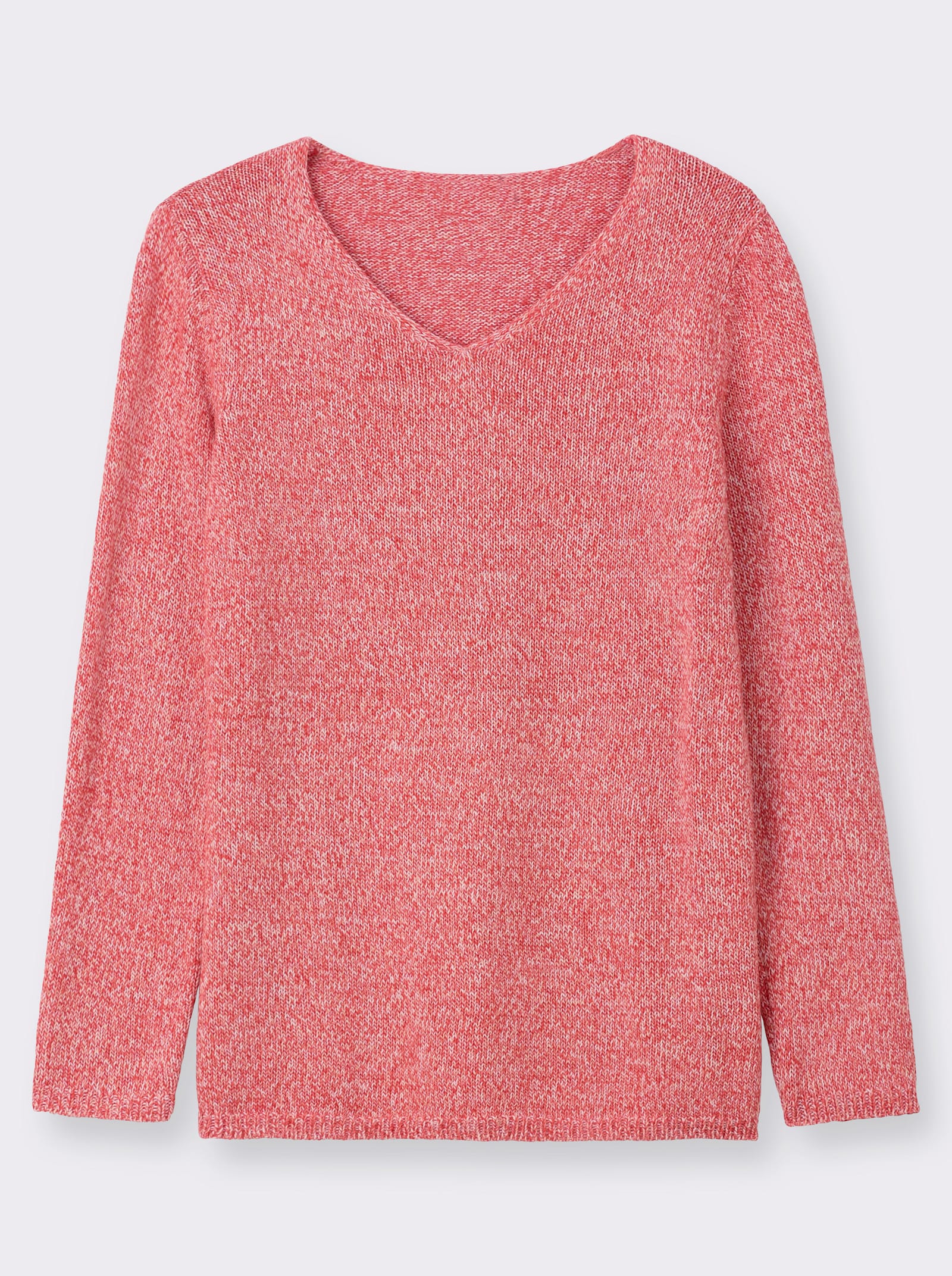 Strickpullover aus Melangegarn - koralle-meliert