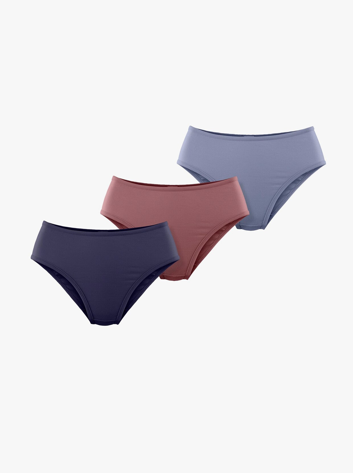 wäschepur Dámske boxerky so zvýšeným pásom - bledomodrá + námornícka modrá + bordová