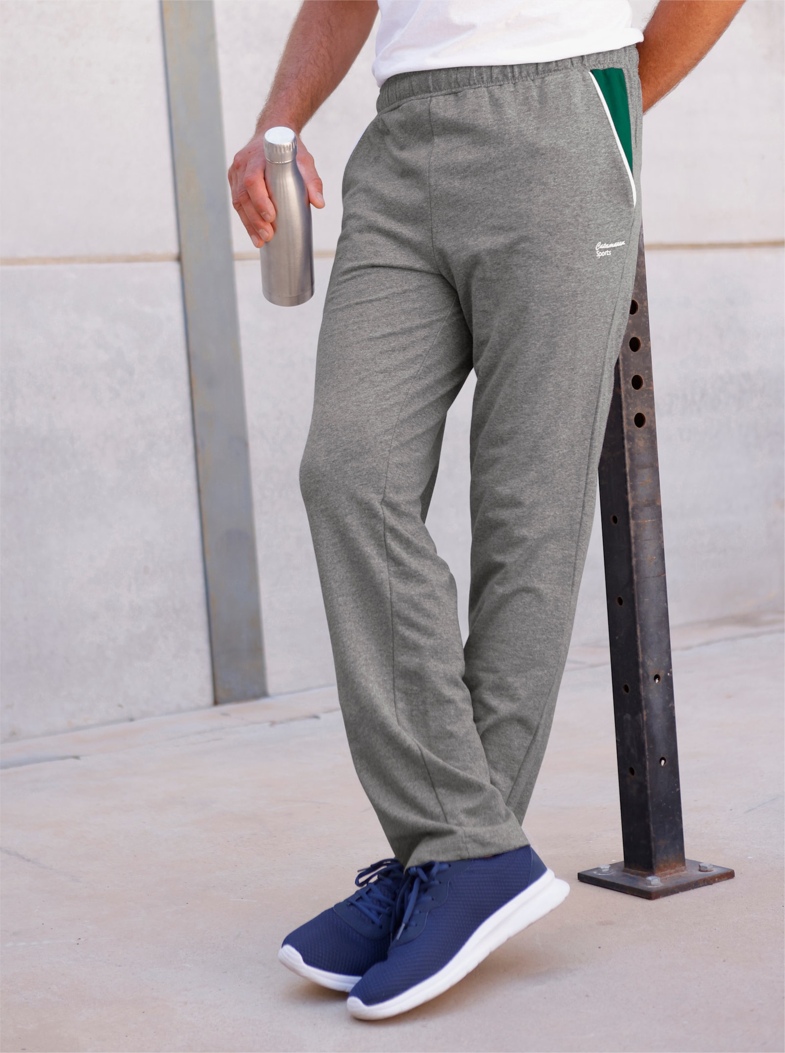 Catamaran Sports Freizeithose mit kontrastfarbigen Taschenbeuteln - grau-meliert