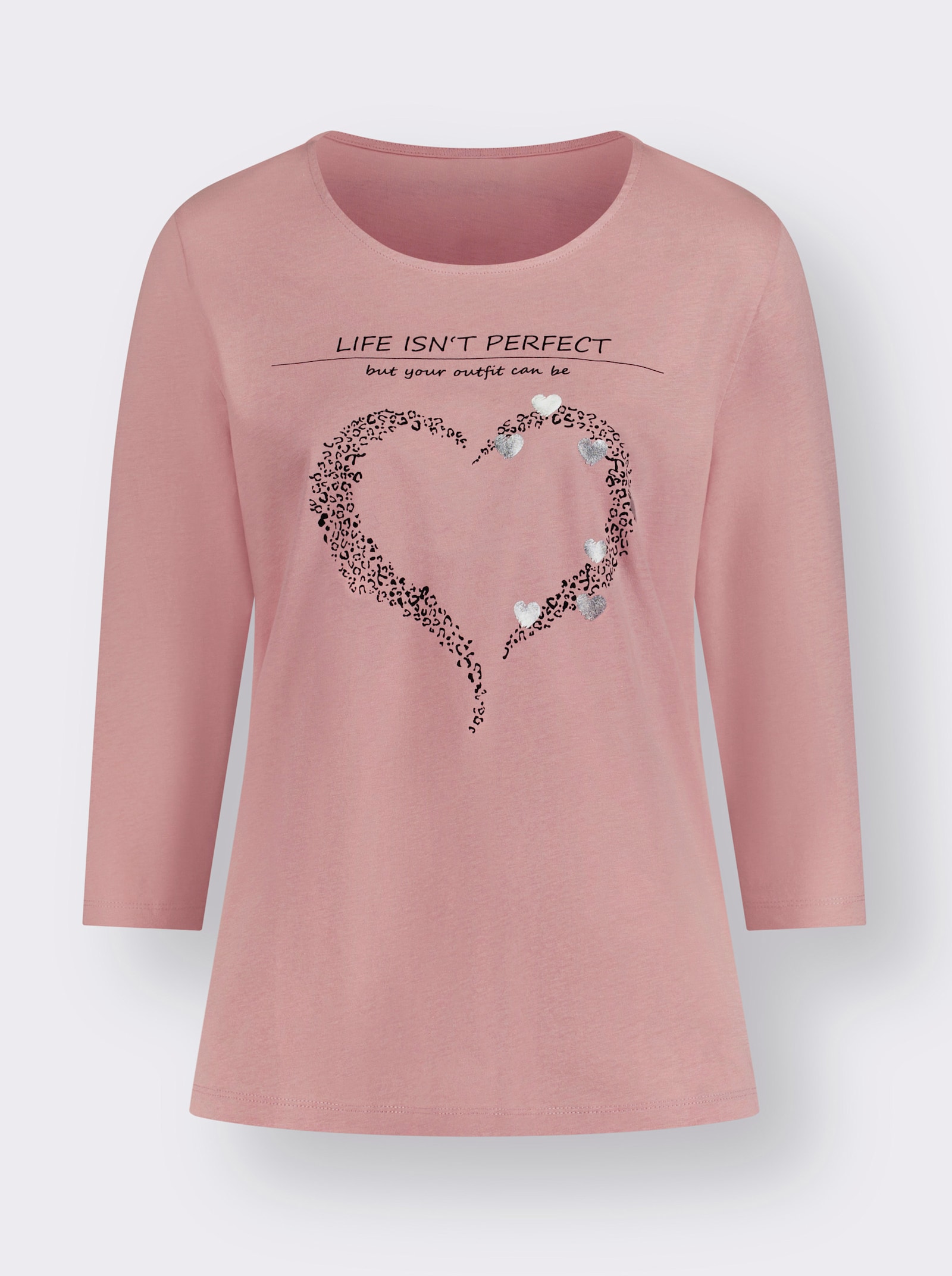 3/4-Arm-Shirt mit Herz-Motiv - hortensie-schwarz