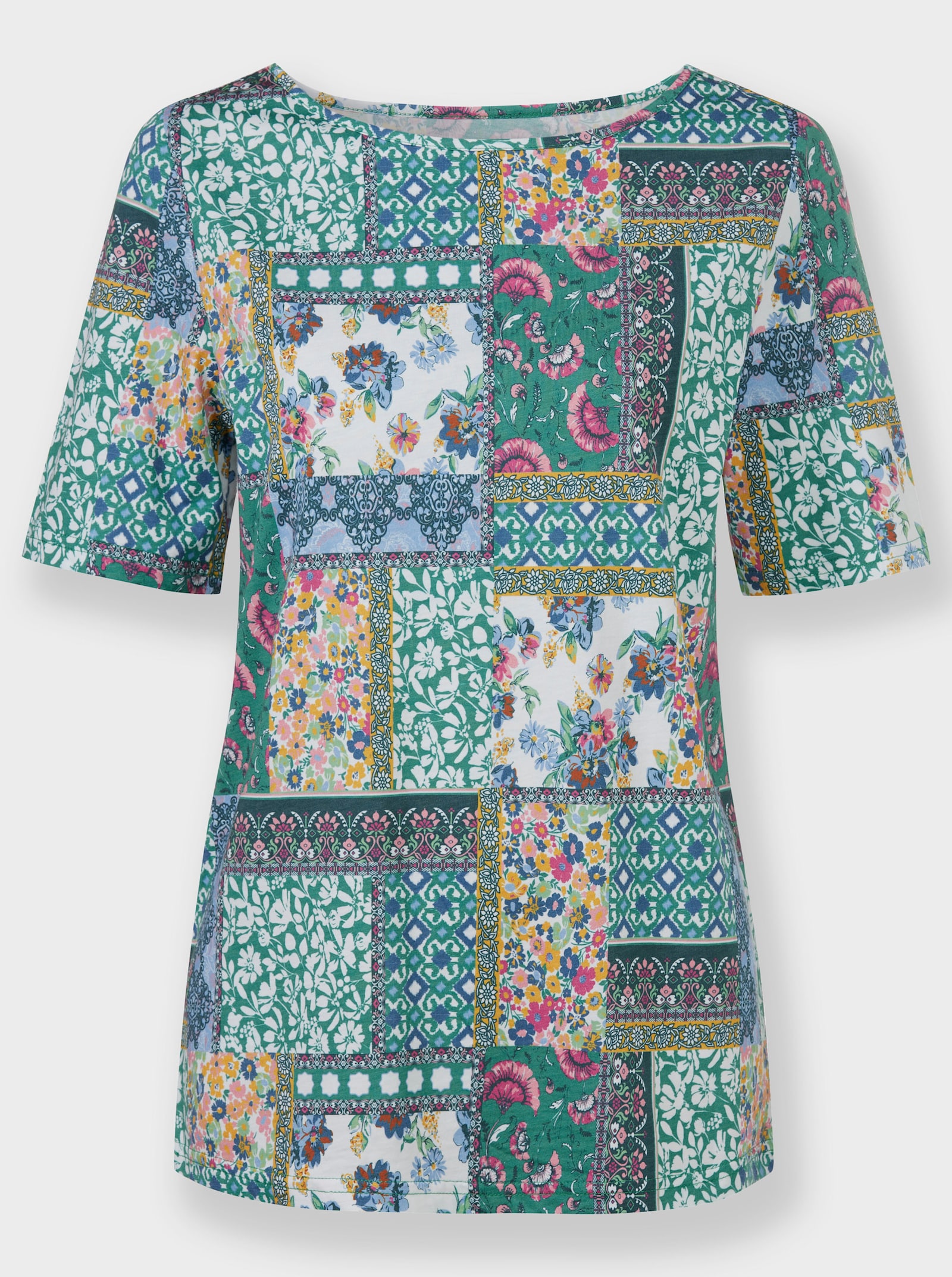 Print-Shirt mit Patchwork-Muster - grün-bedruckt