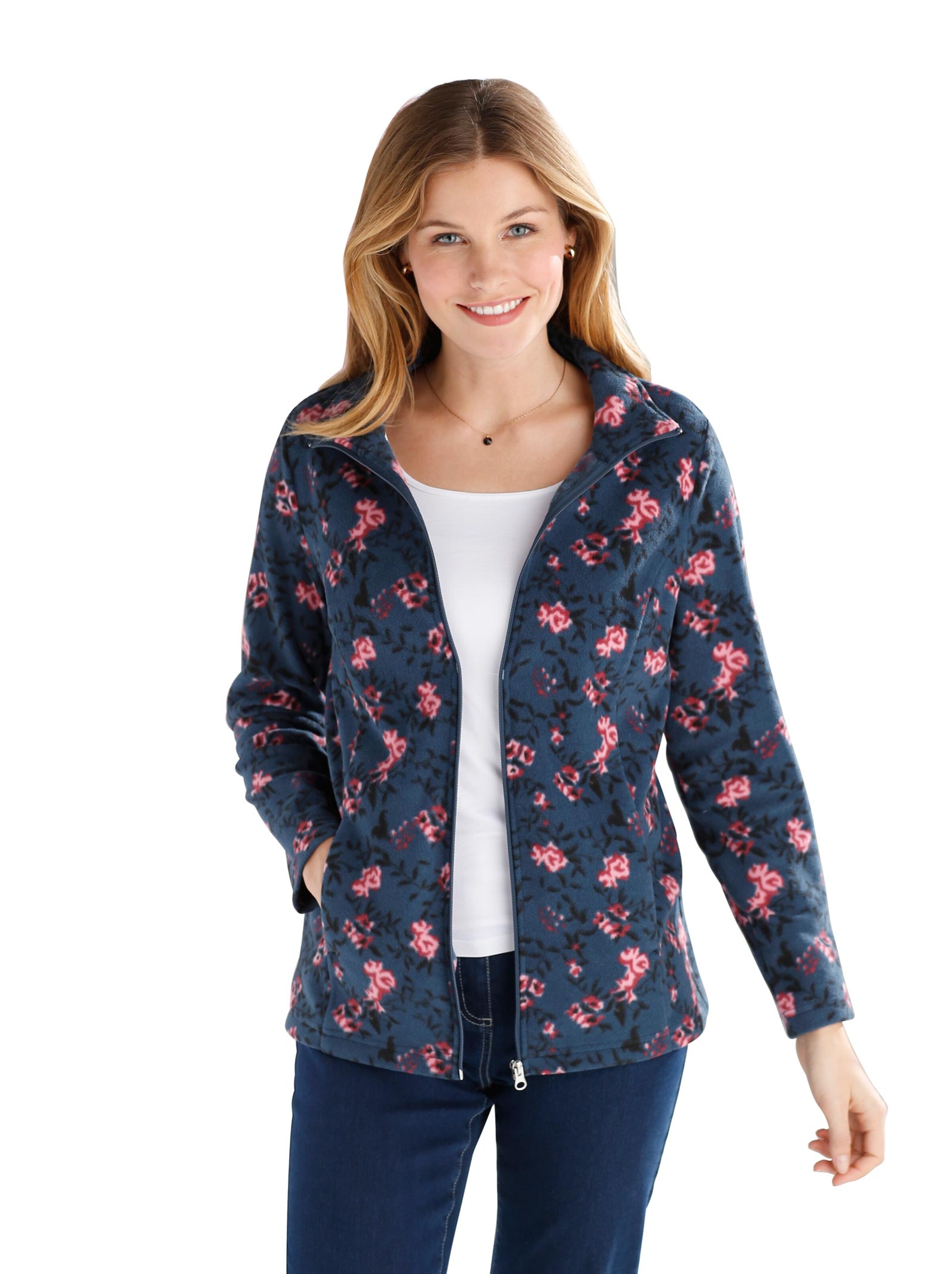 Fleece-Jacke - marine-bedruckt