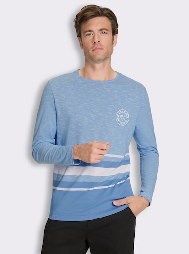 Langarmshirt in leicht strukturierter Jersey-Qualität - himmelblau