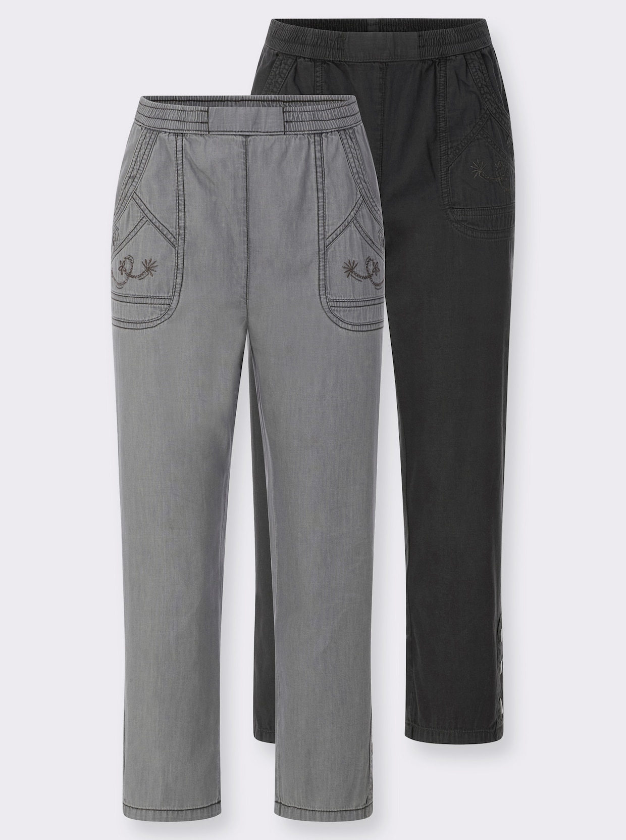 3/4-Jeans - light grey-denim + graphit-denim