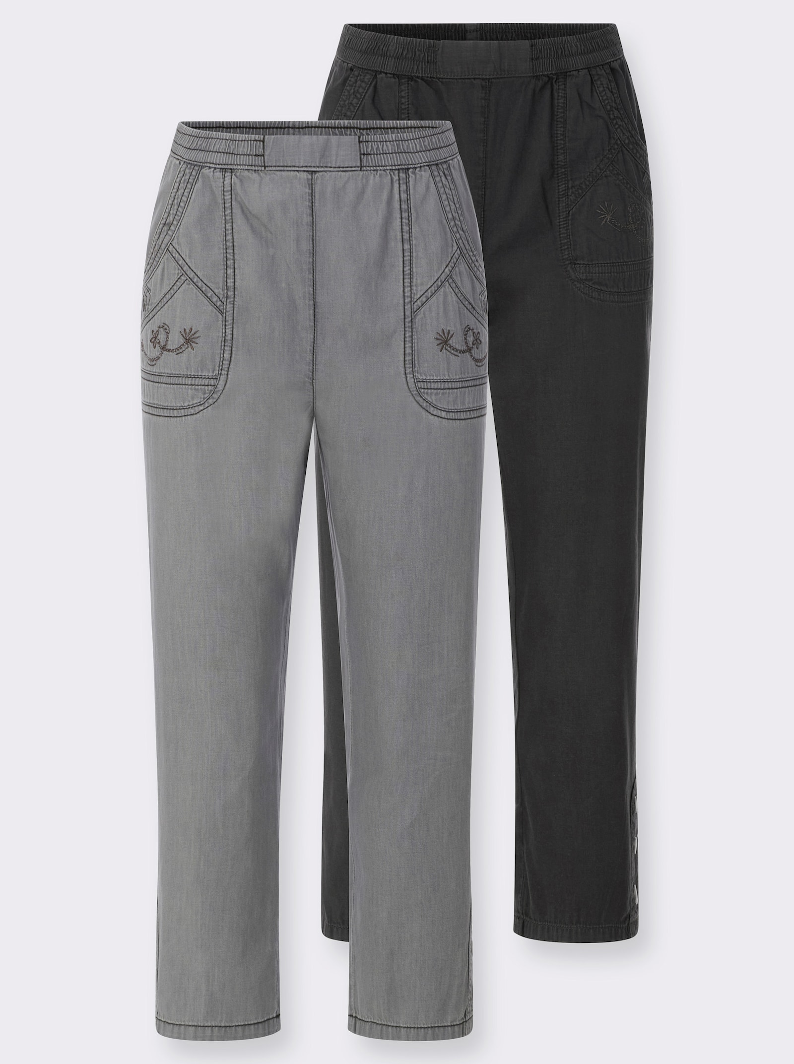 3/4-Jeans mit Zierknöpfen - light grey-denim + graphit-denim