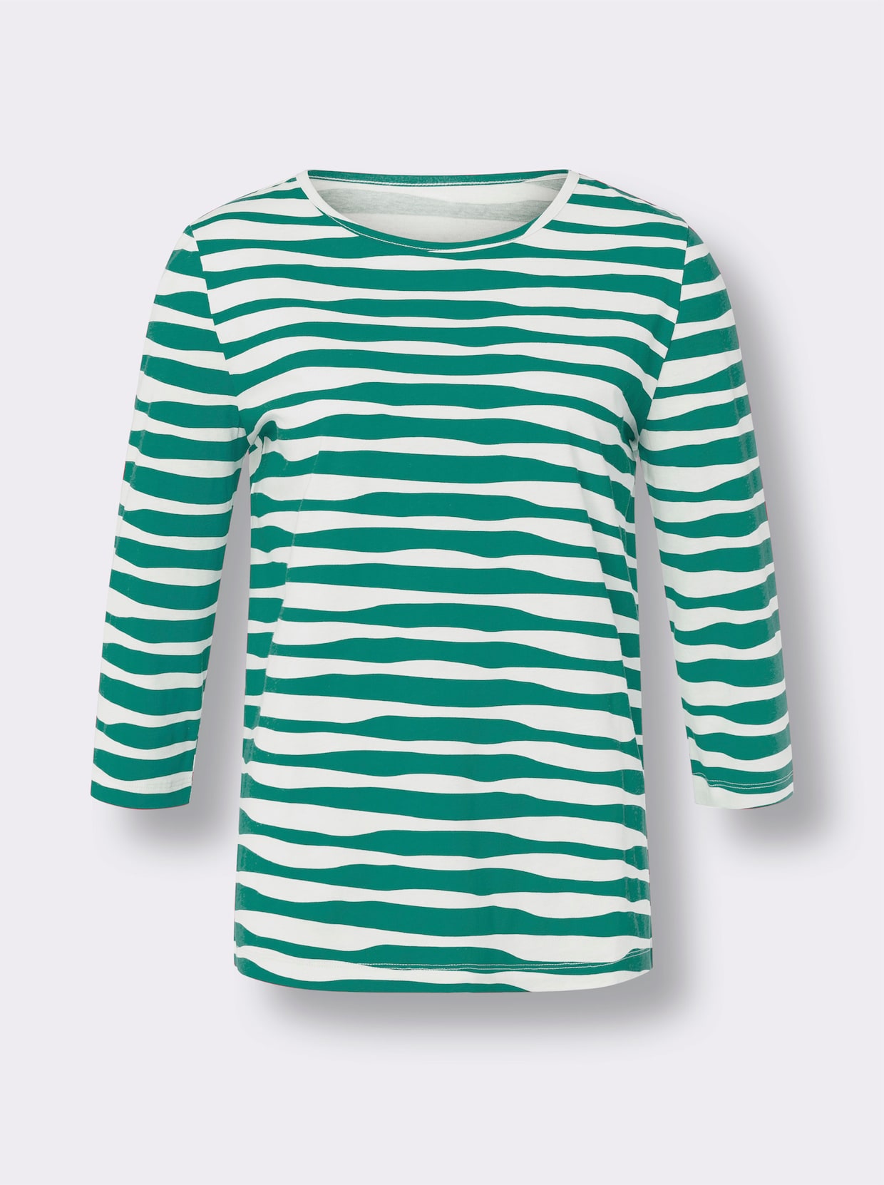 Shirt met 3/4-mouw - groen/wit gestreept