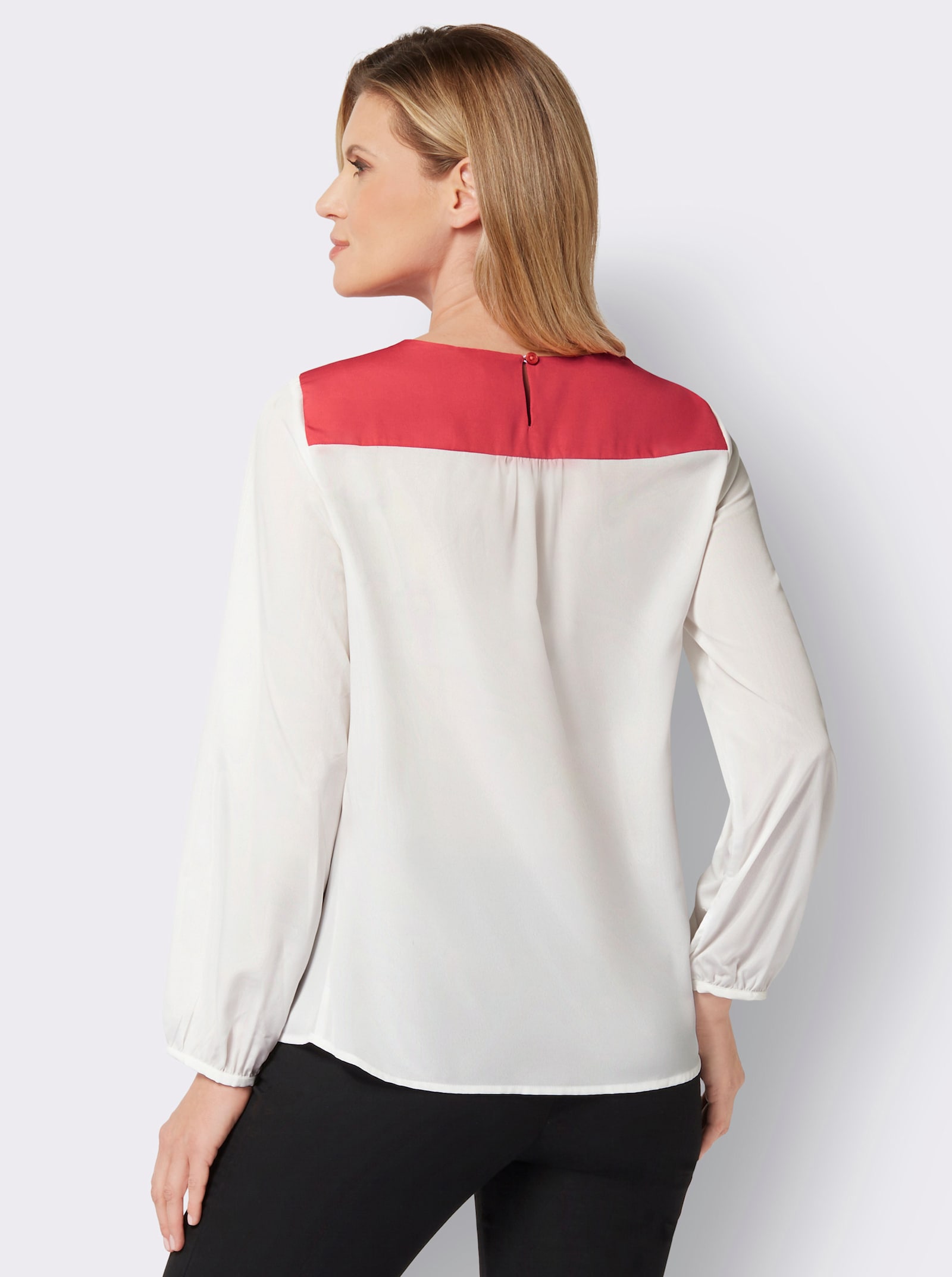 Comfortabele blouse van onderhoudsarm materiaal - wit/langoustine