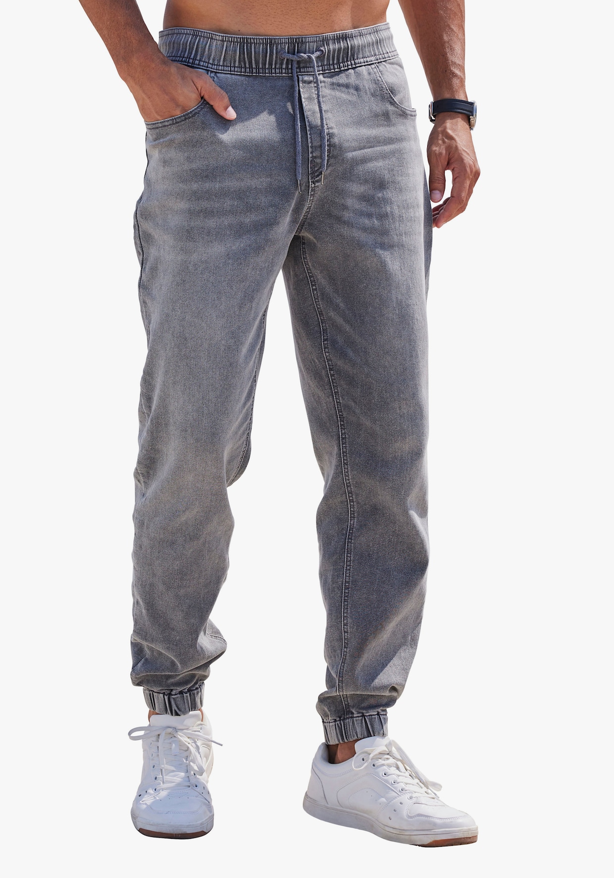 Jogg Pants - grey-denim