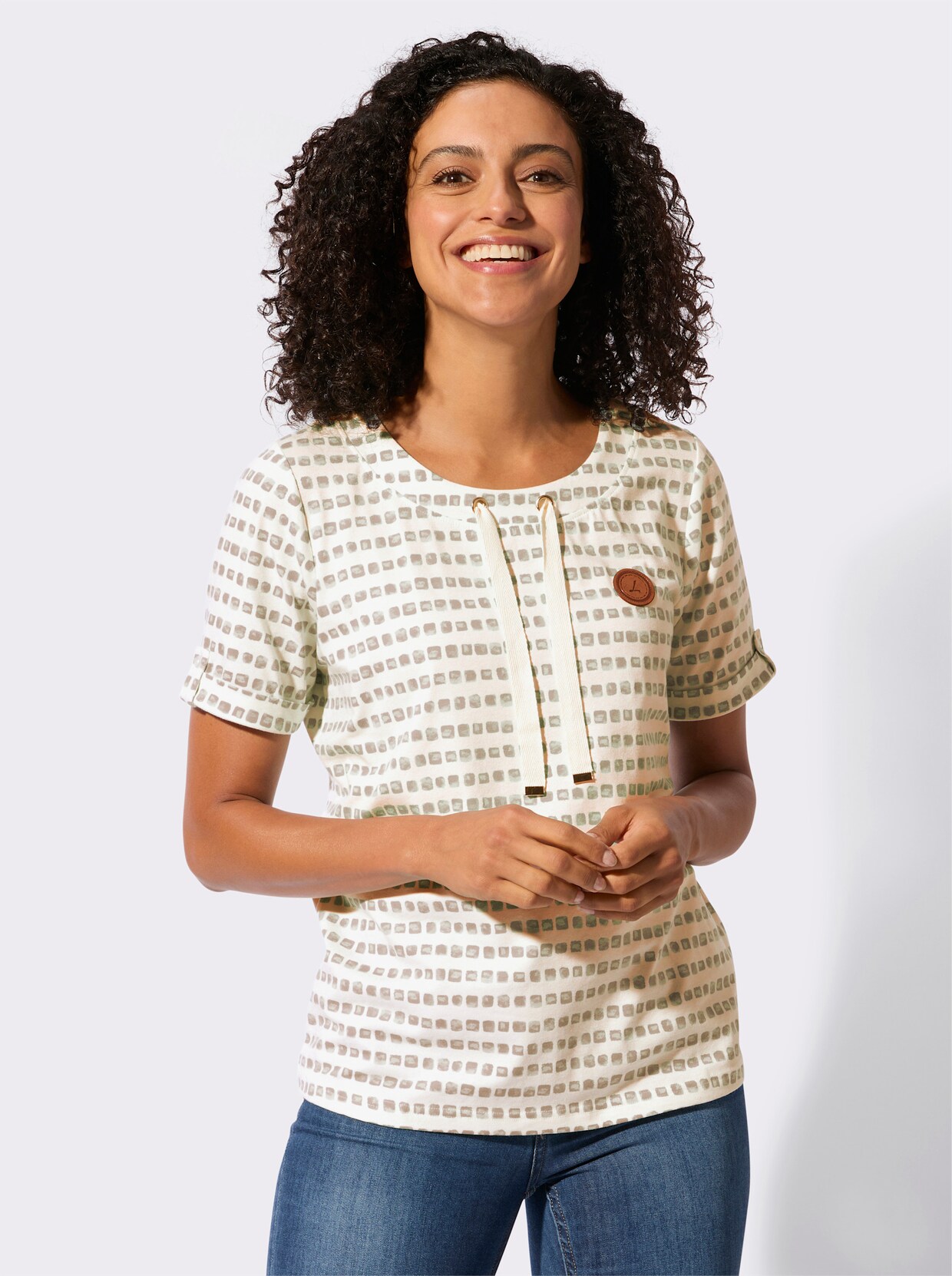 Print-Shirt - beige-ecru-bedruckt