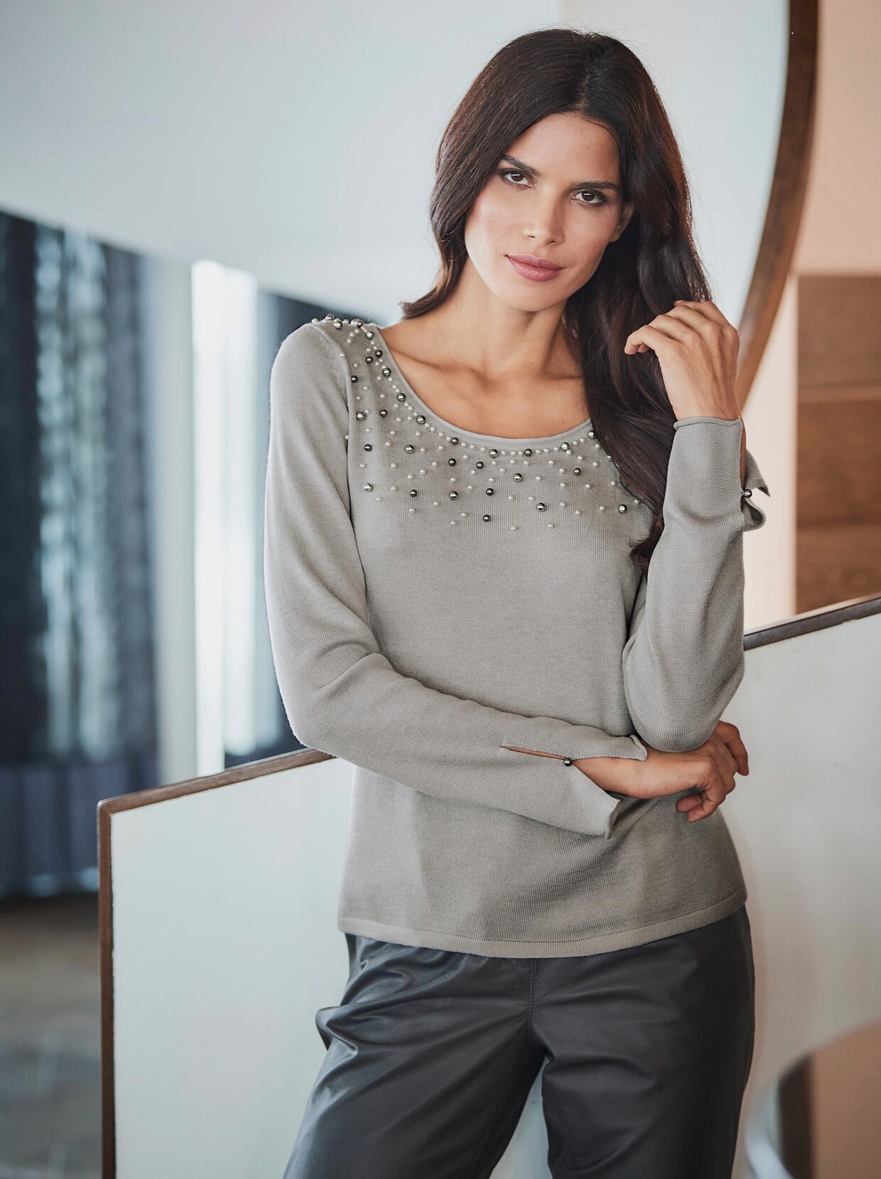 Ashley Brooke Pullover - hellgrau