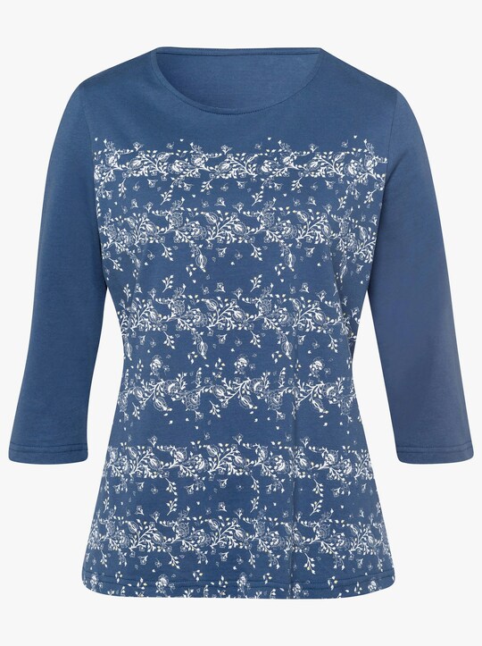 Shirt - jeansblau-bedruckt