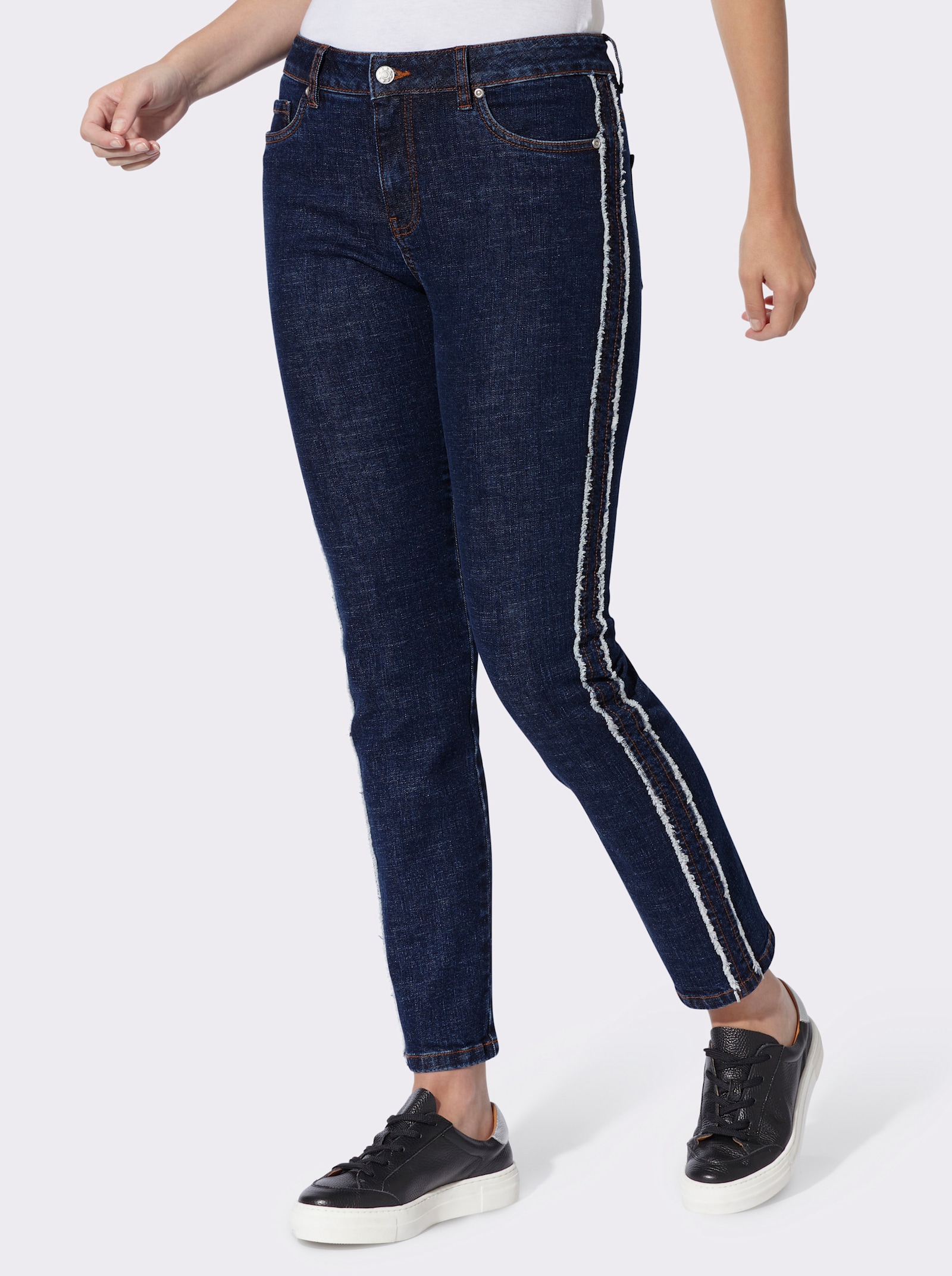 heine 5-Pocket-Jeans mit Galonstreifen - dark blue