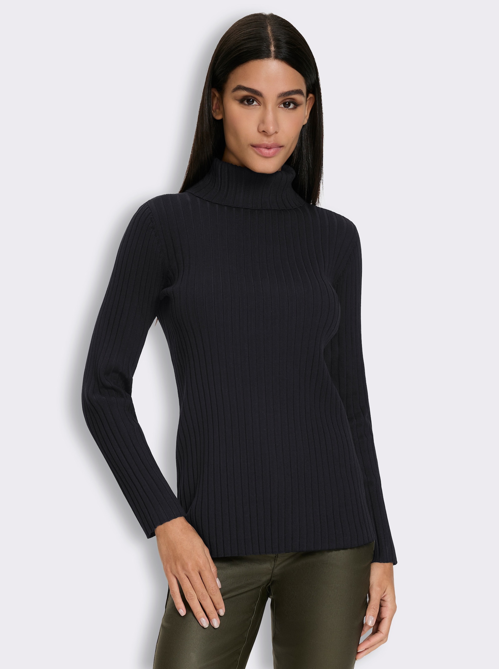 heine Feinstrickpullover mit Rollkragen - schwarz