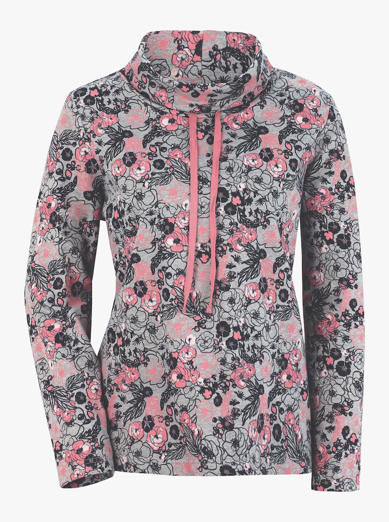 Sweatshirt - roze/grijs gedessineerd