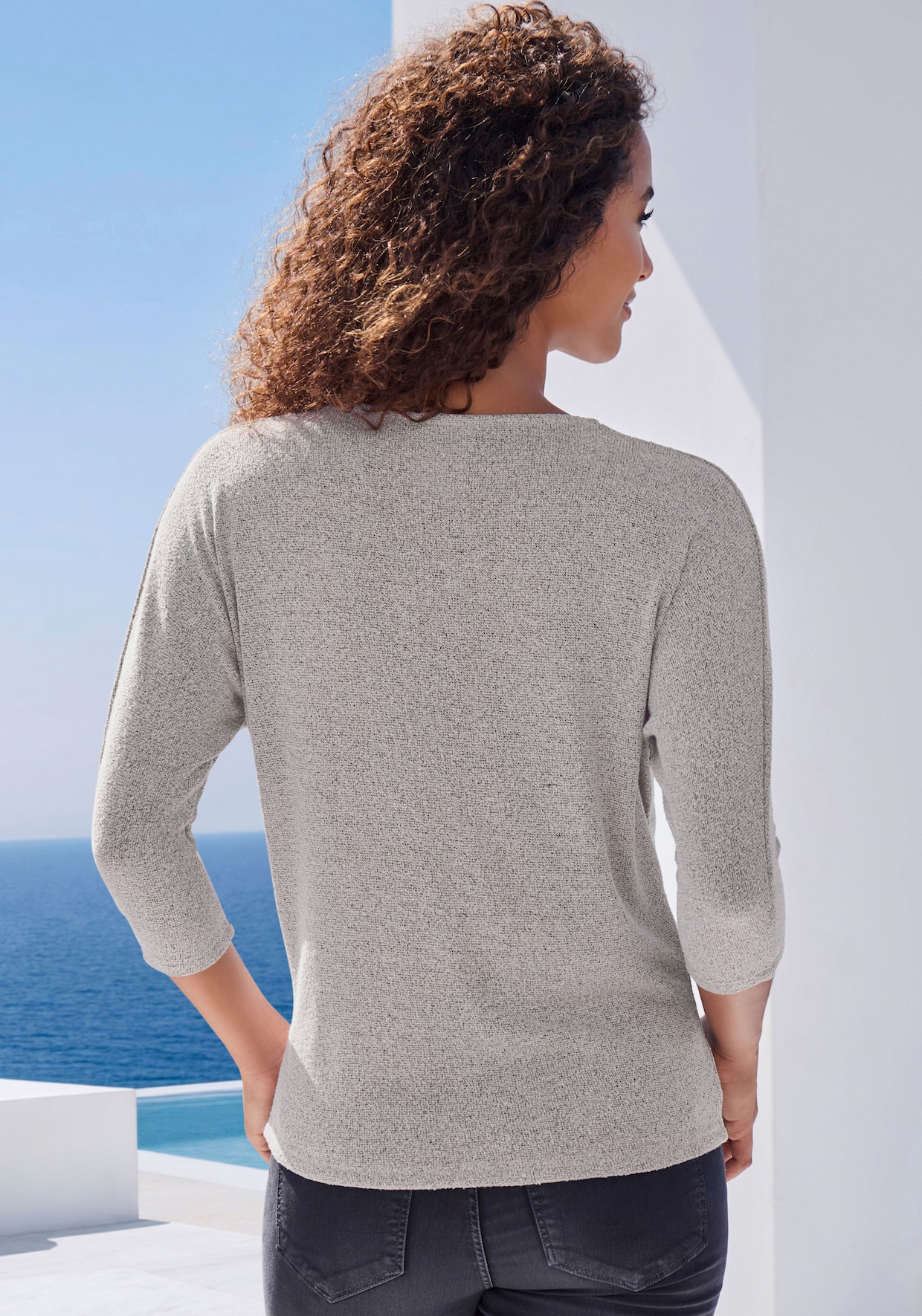 LASCANA Shirt met 3/4-mouw - zilvergrijs