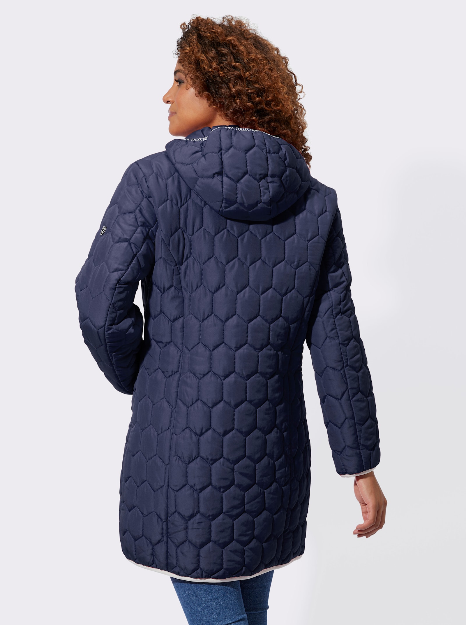 Steppmantel im Stepp-Dessin - marine