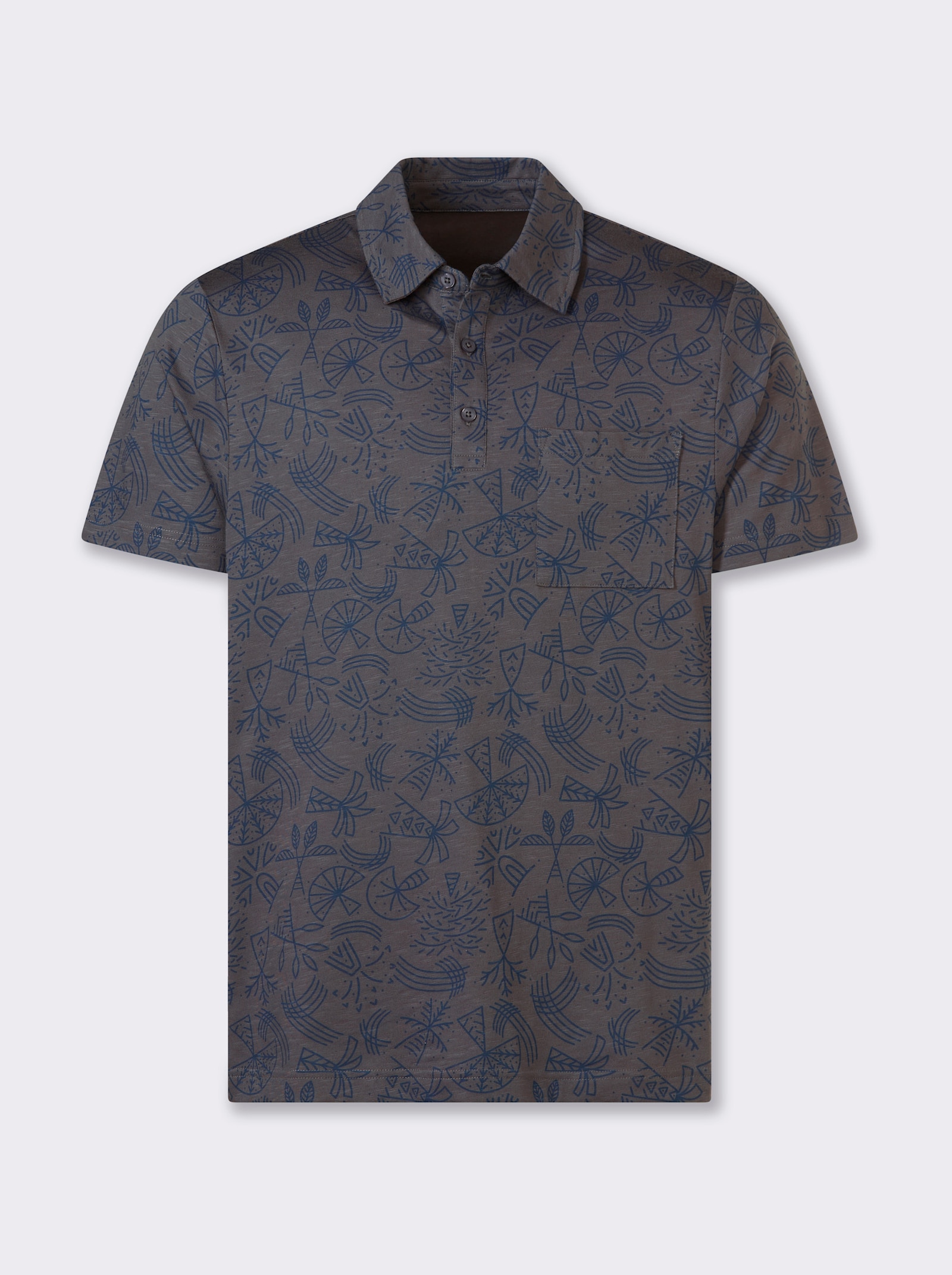 Marco Donati Shirt met korte mouwen en print rondom - antraciet gedessineerd