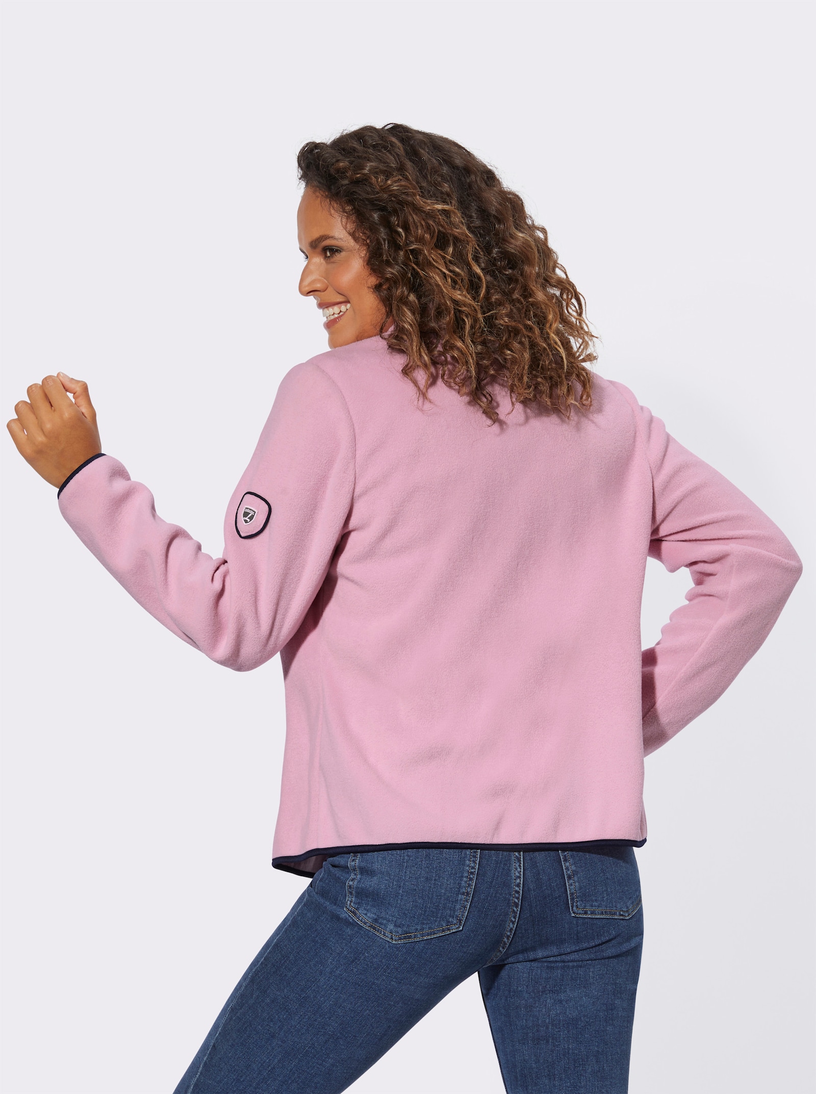 Fleecejacke mit Stickerei - rosé