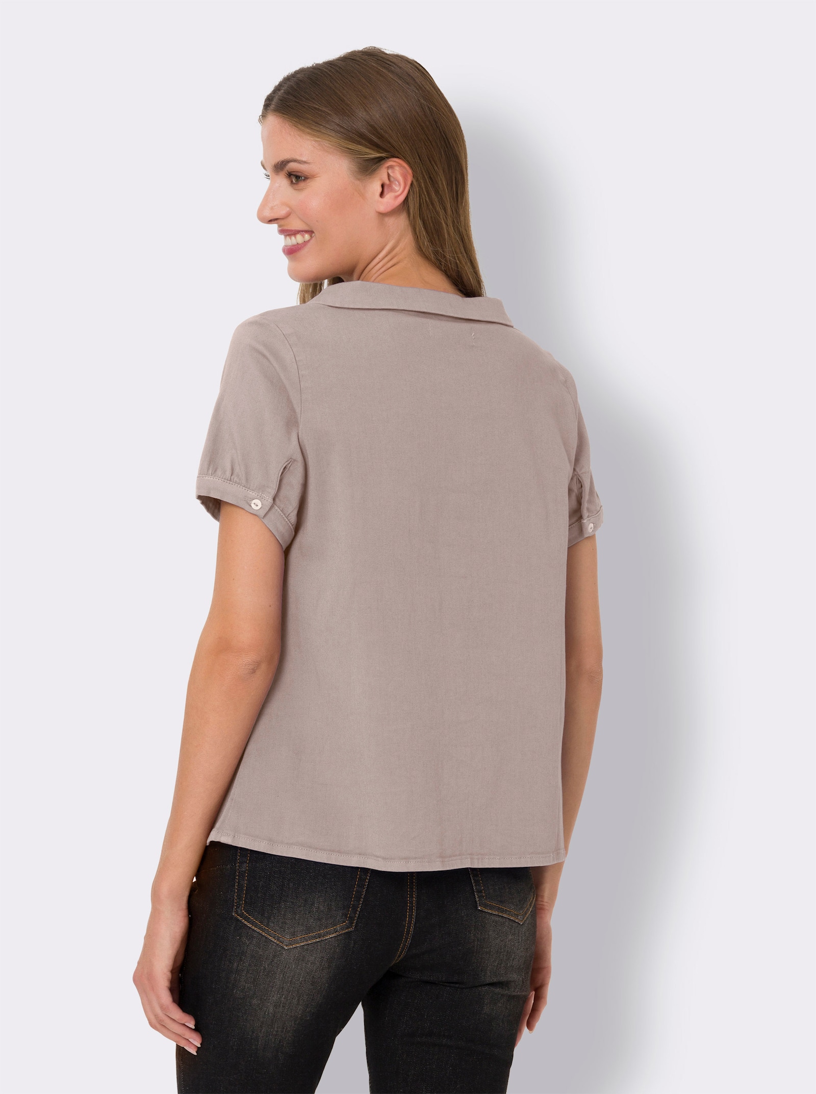 heine Jeansblouse met Peter Pan-kraag - sesam