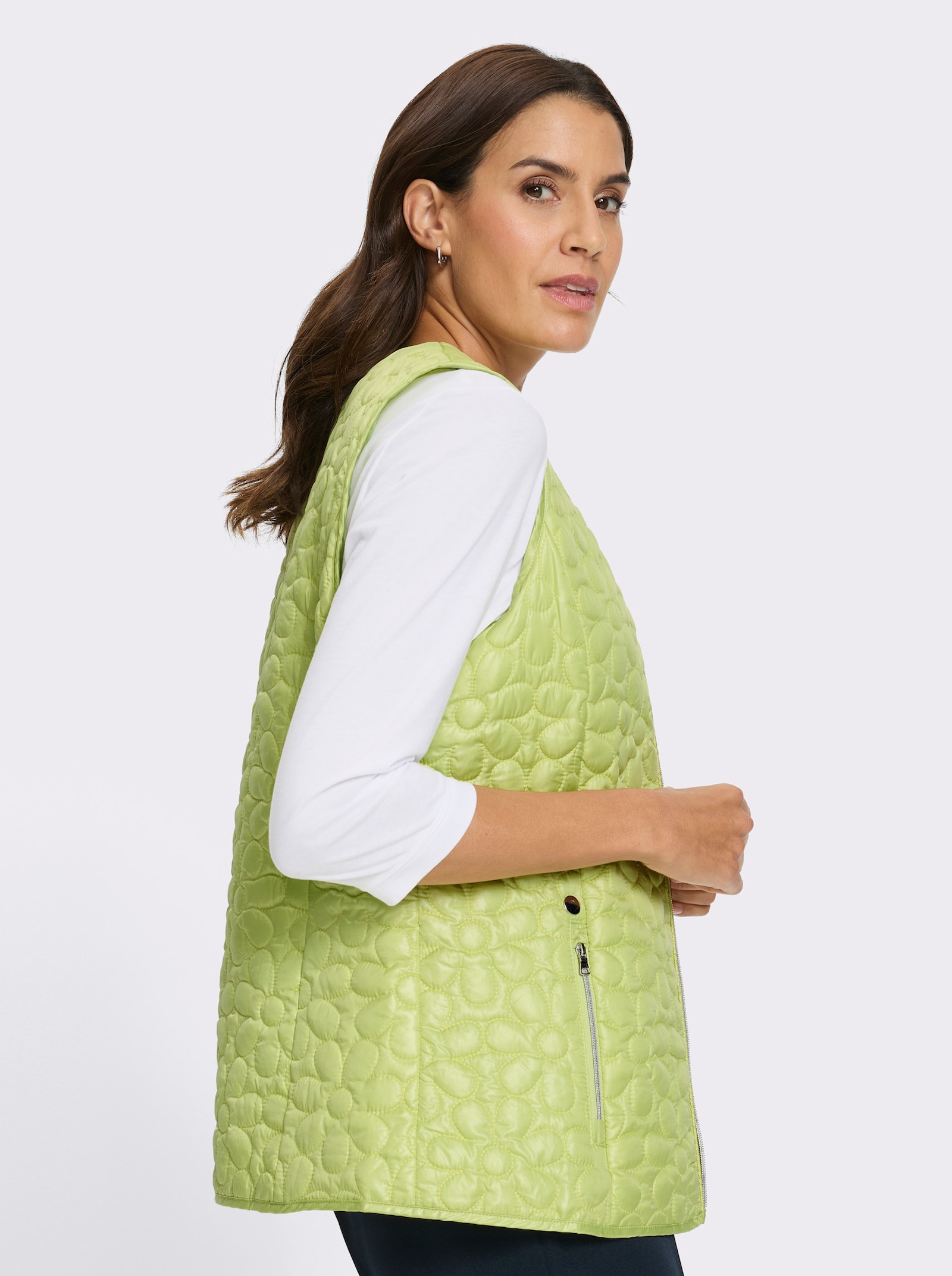 Steppweste mit 1 knöpfbaren Innentasche - pistazie