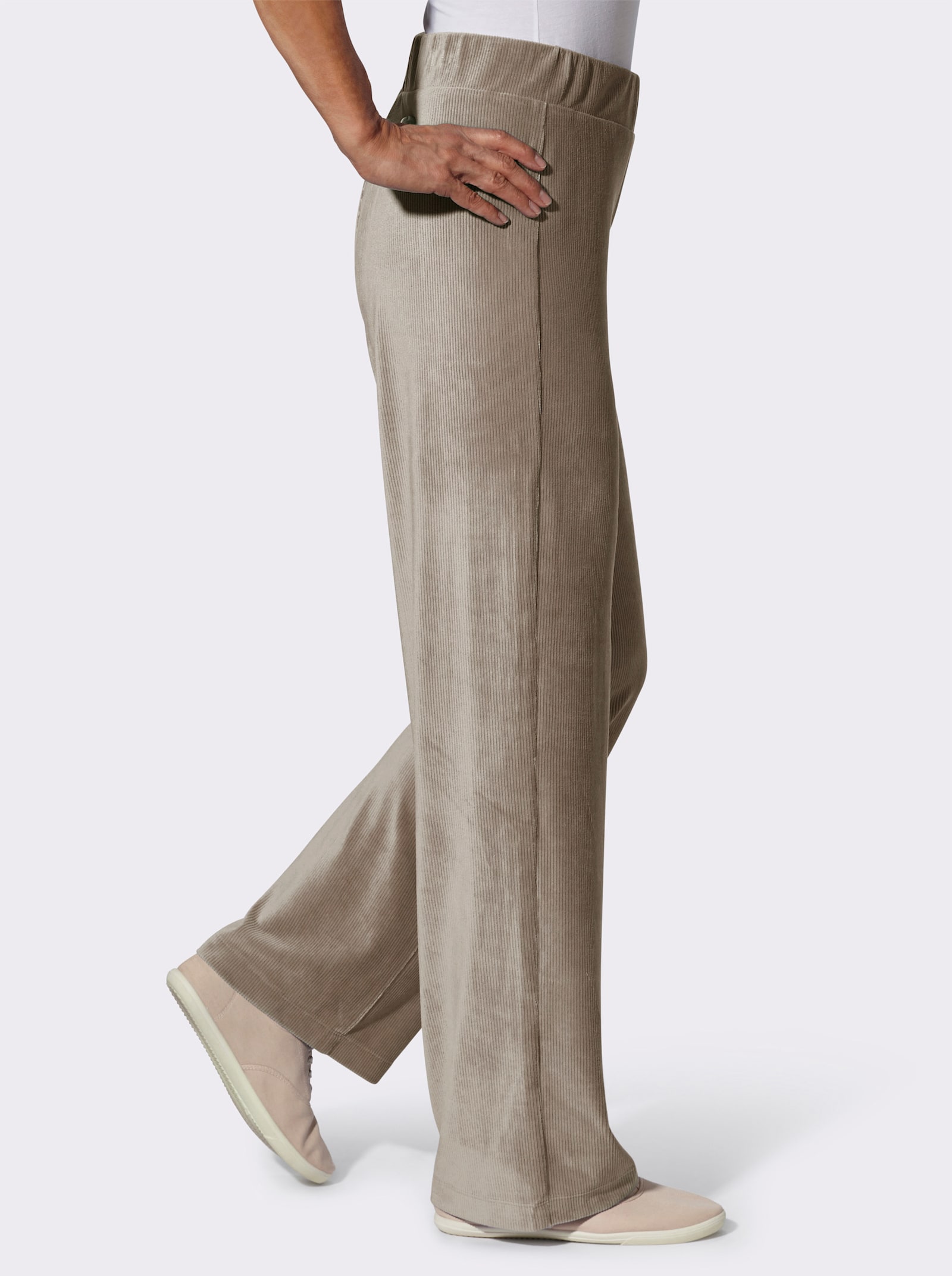 Jerseybroek van ribcord - taupe