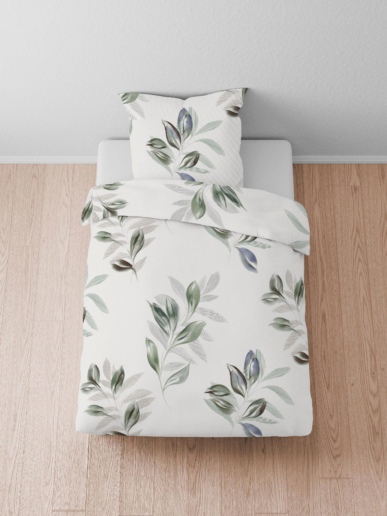 Biberna Bettwäsche - grau-grün