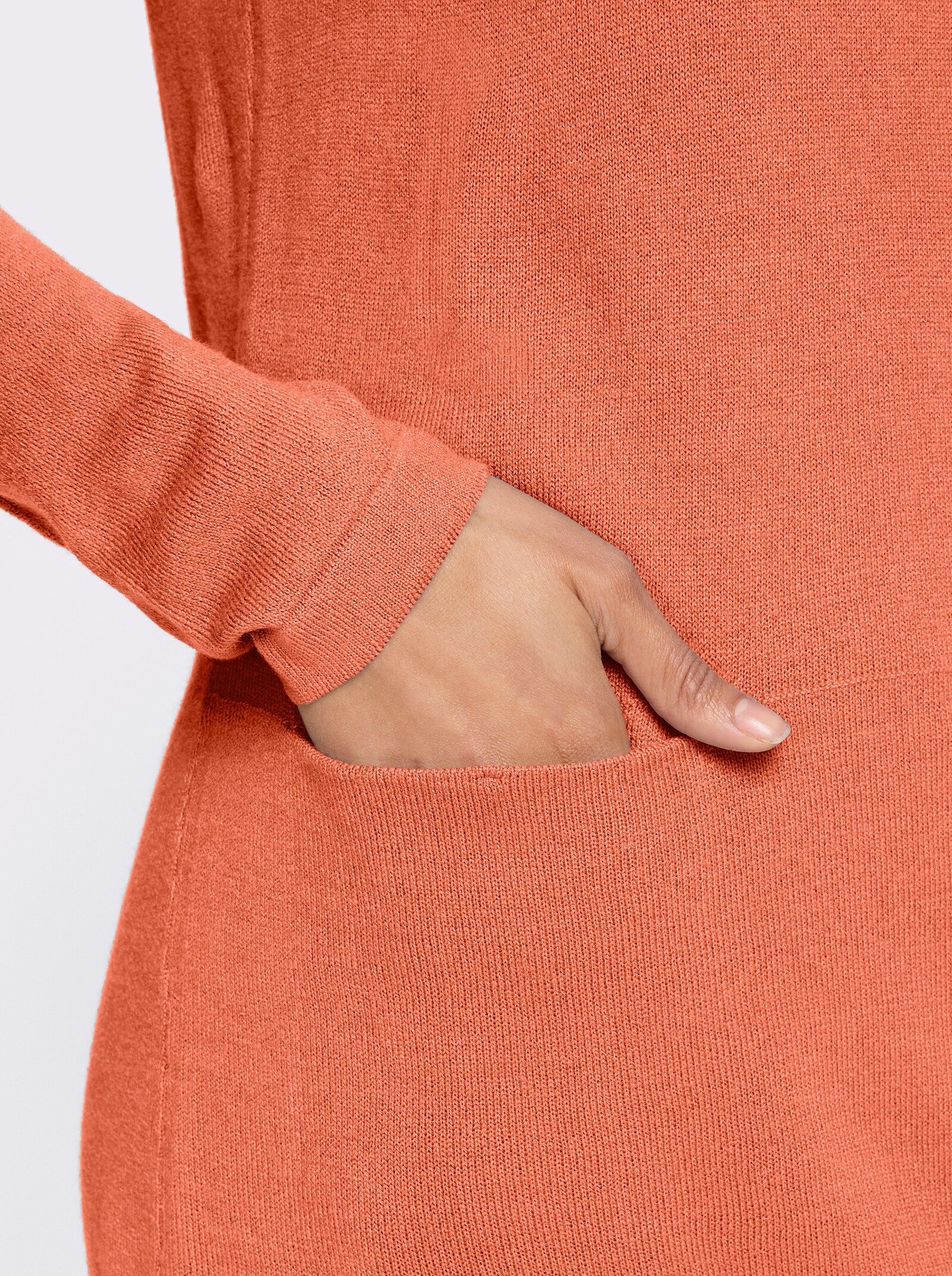 Longpullover in leichter A-Form - papaya