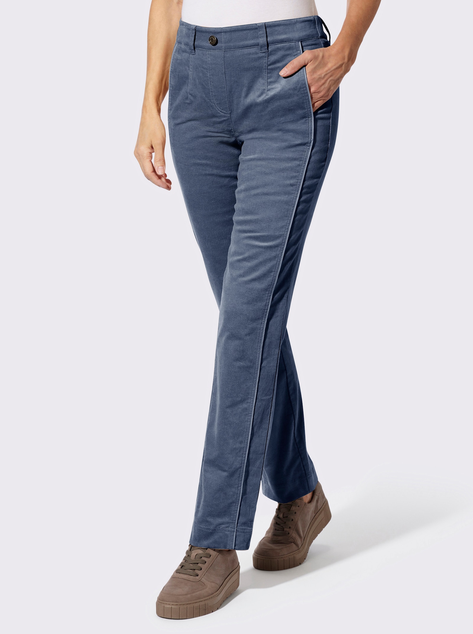 Hose in Samt-Optik - rauchblau