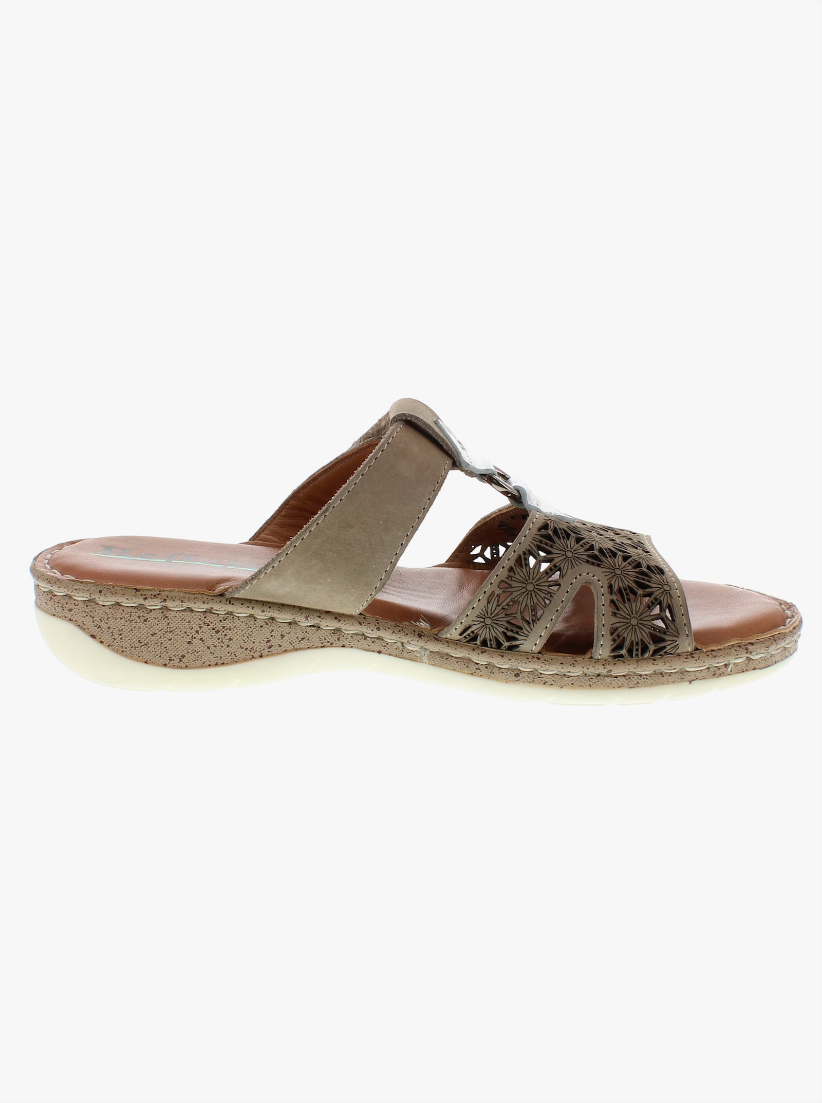 Reflexan Pantolette mit sommerlicher Perforation - braun-silberfarben