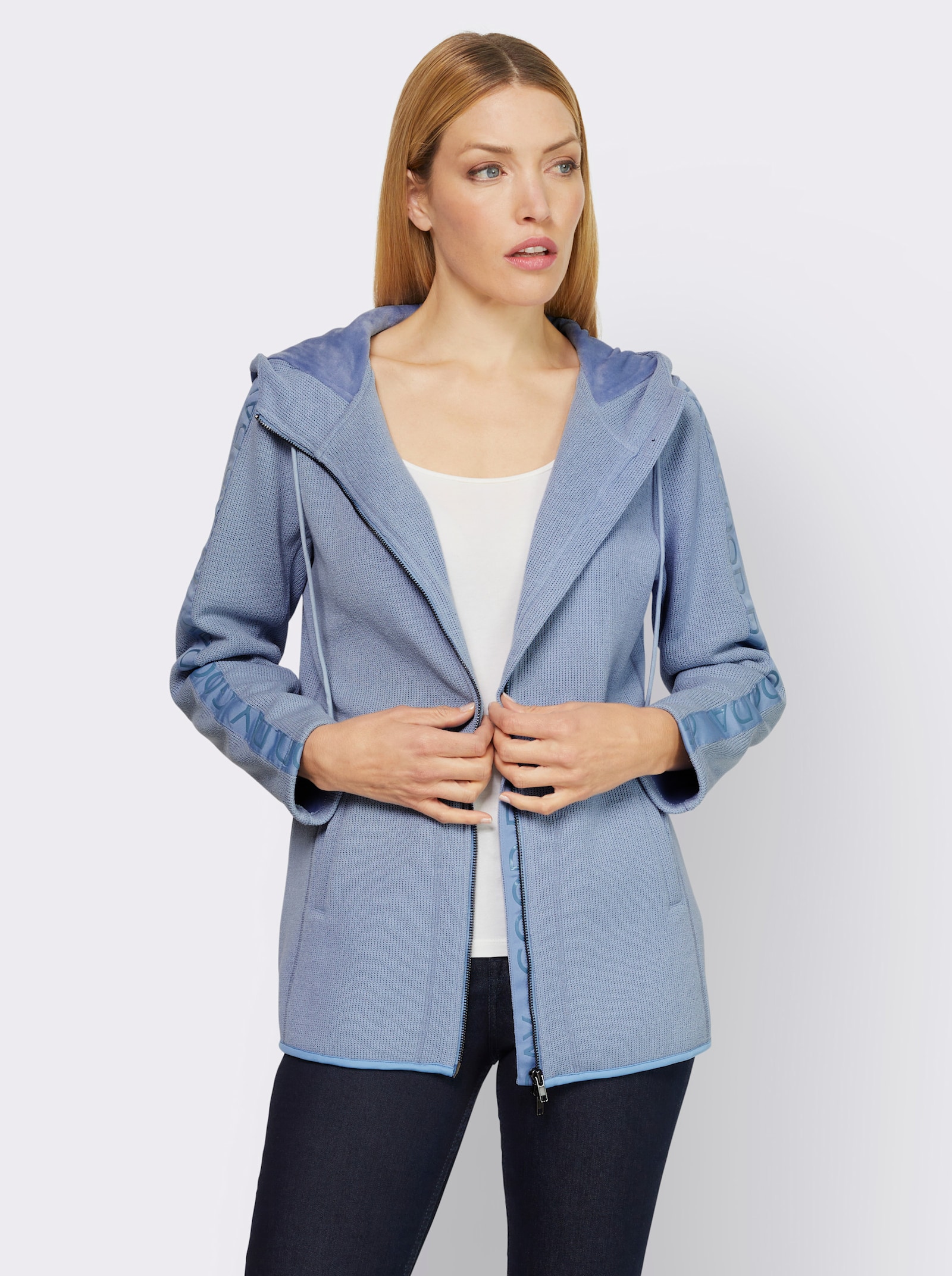 heine Strickblazer mit Lettering-Details - bleu