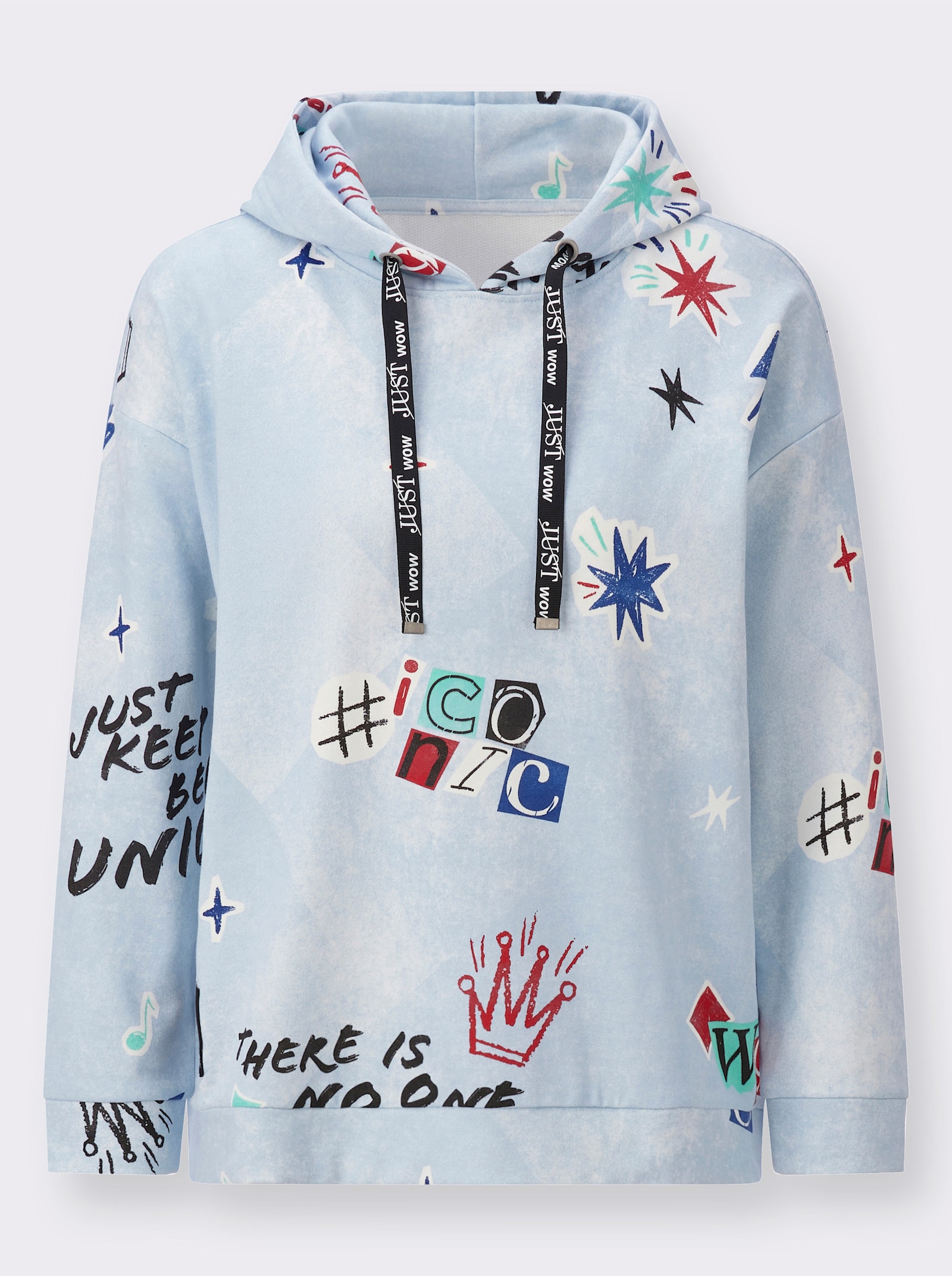 Sweatshirt mit Print im Graffiti-Stil - hellblau-rot-bedruckt