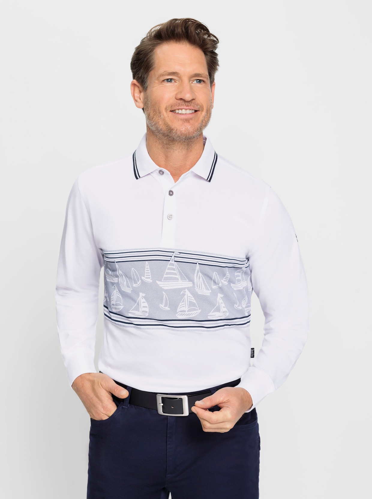 Poloshirt met lange mouwen - wit