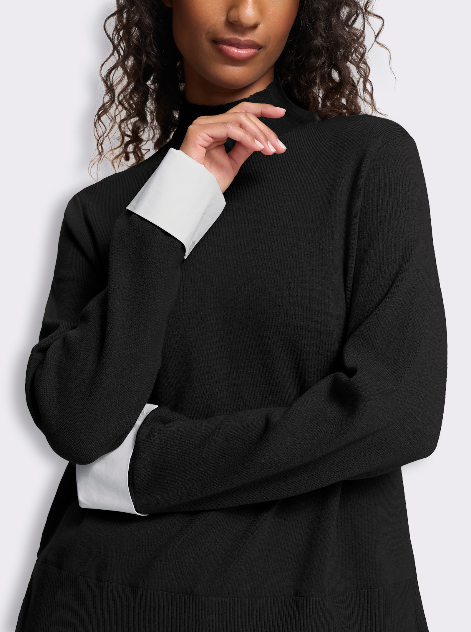 heine Feinstrickpullover in 2-in-1-Optik - schwarz