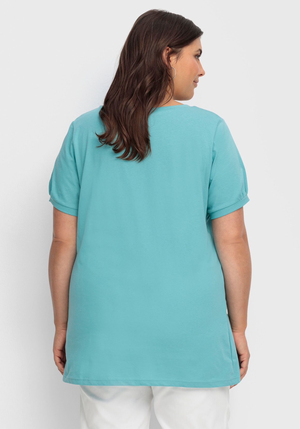 Longshirt mit gerafftem Ausschnitt - ozean