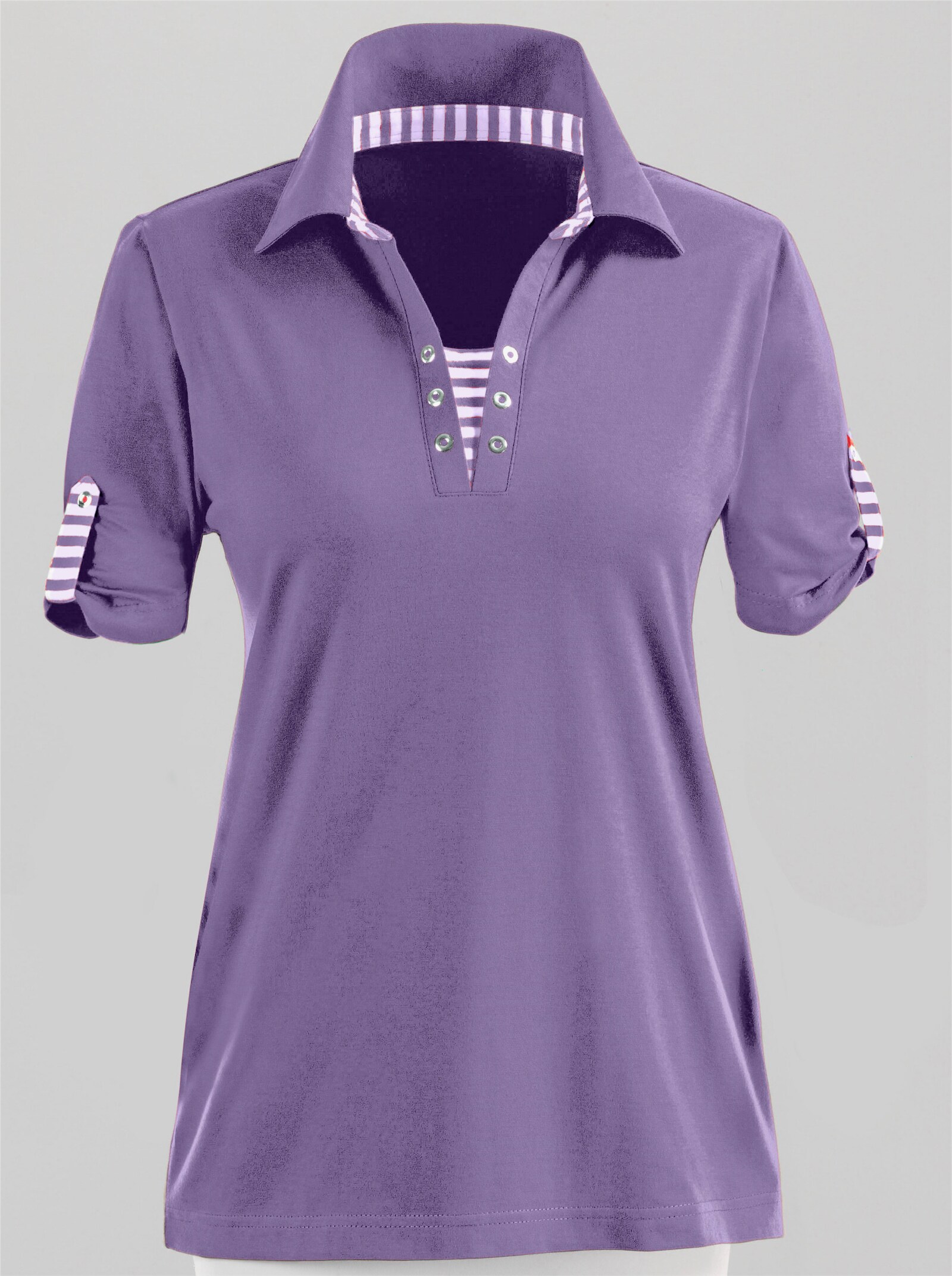 Kurzarmshirt figurnahe Form - lavendel