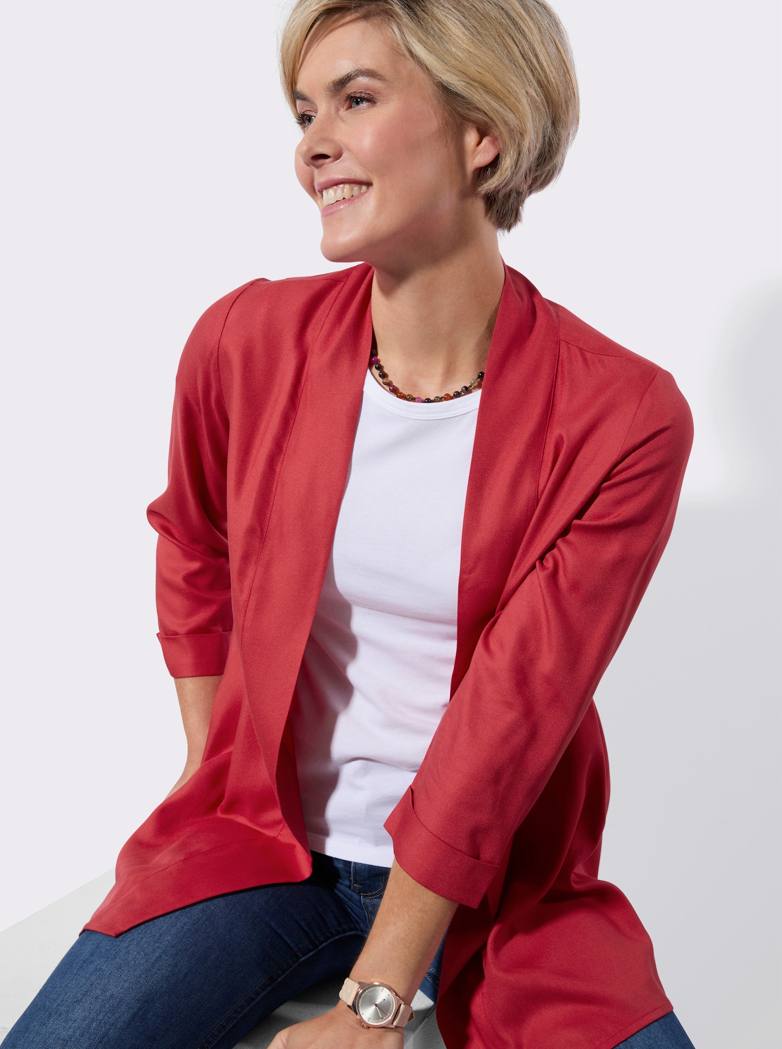 Blusenjacke in feuchtigkeitsregulierender Qualität - erdbeere