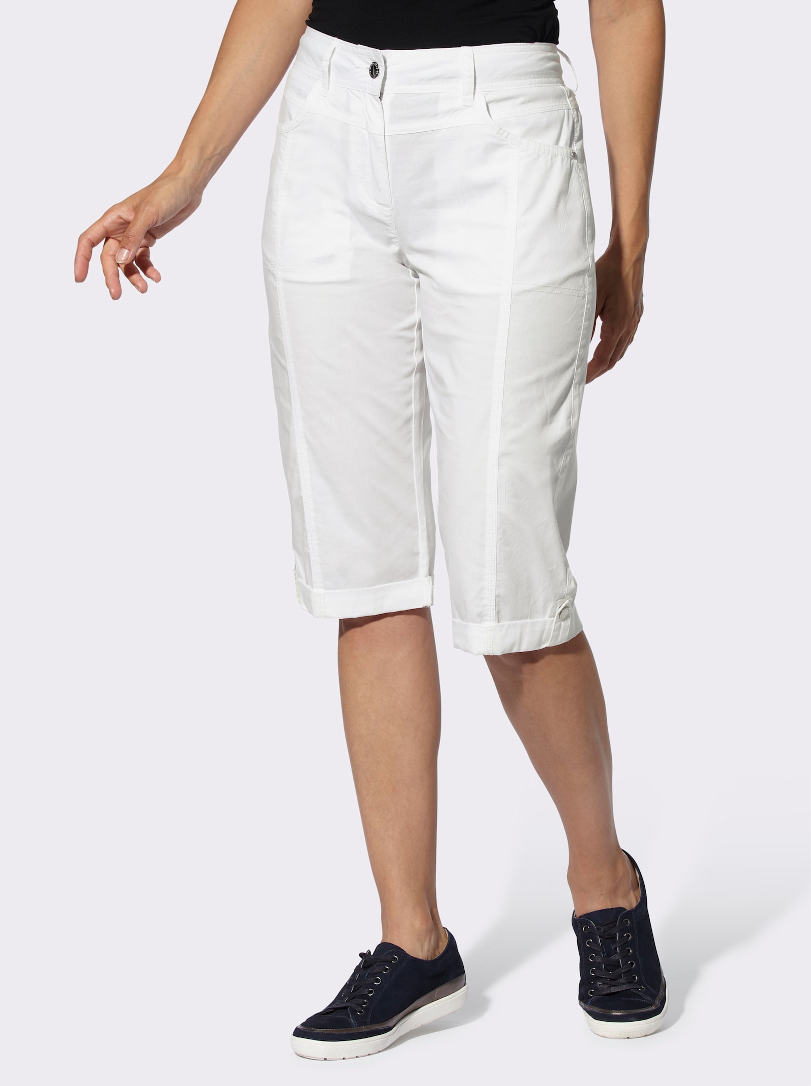 Bermudas mit Druckknopf am Bein - weiß