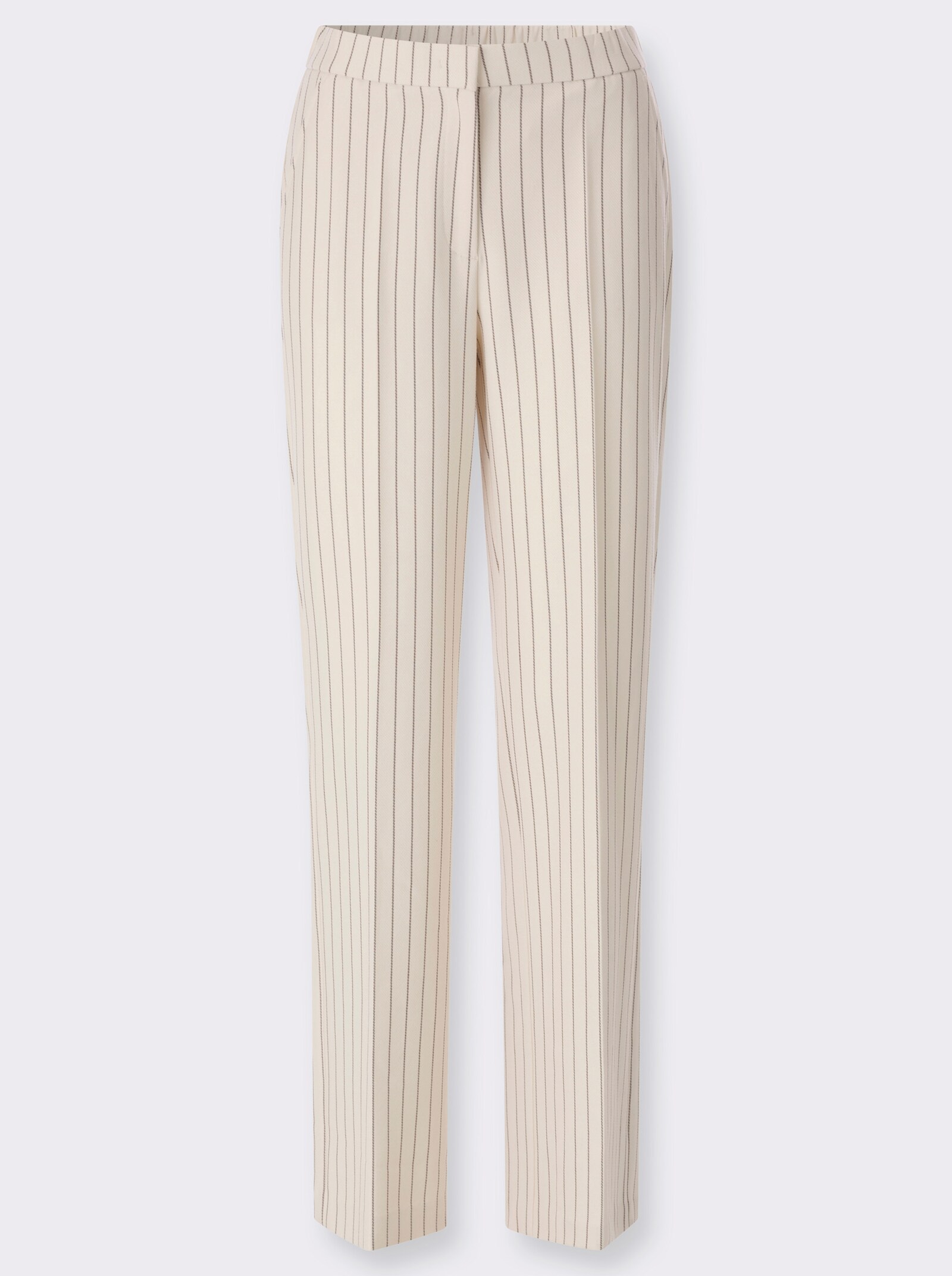 Anzughose mit weitem Bein - champagner-dunkeltaupe-gestreift