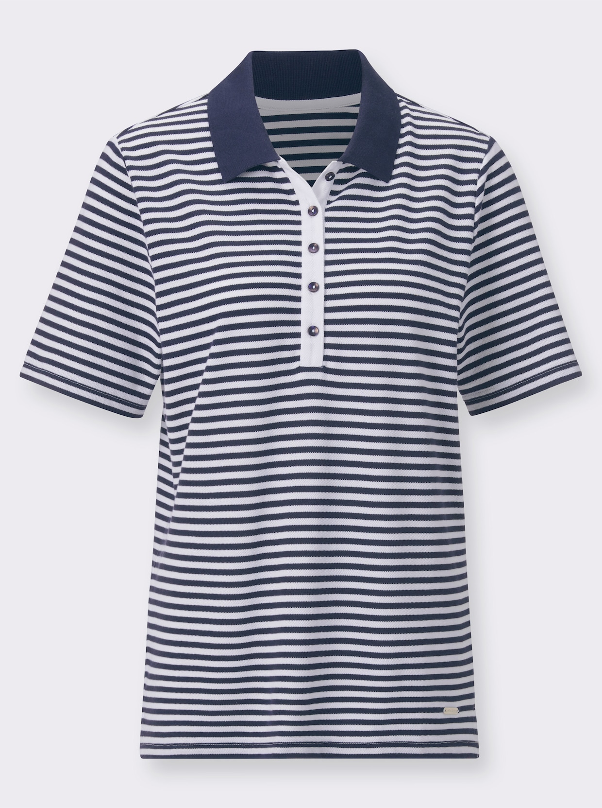 Poloshirt - marine-weiß-geringelt