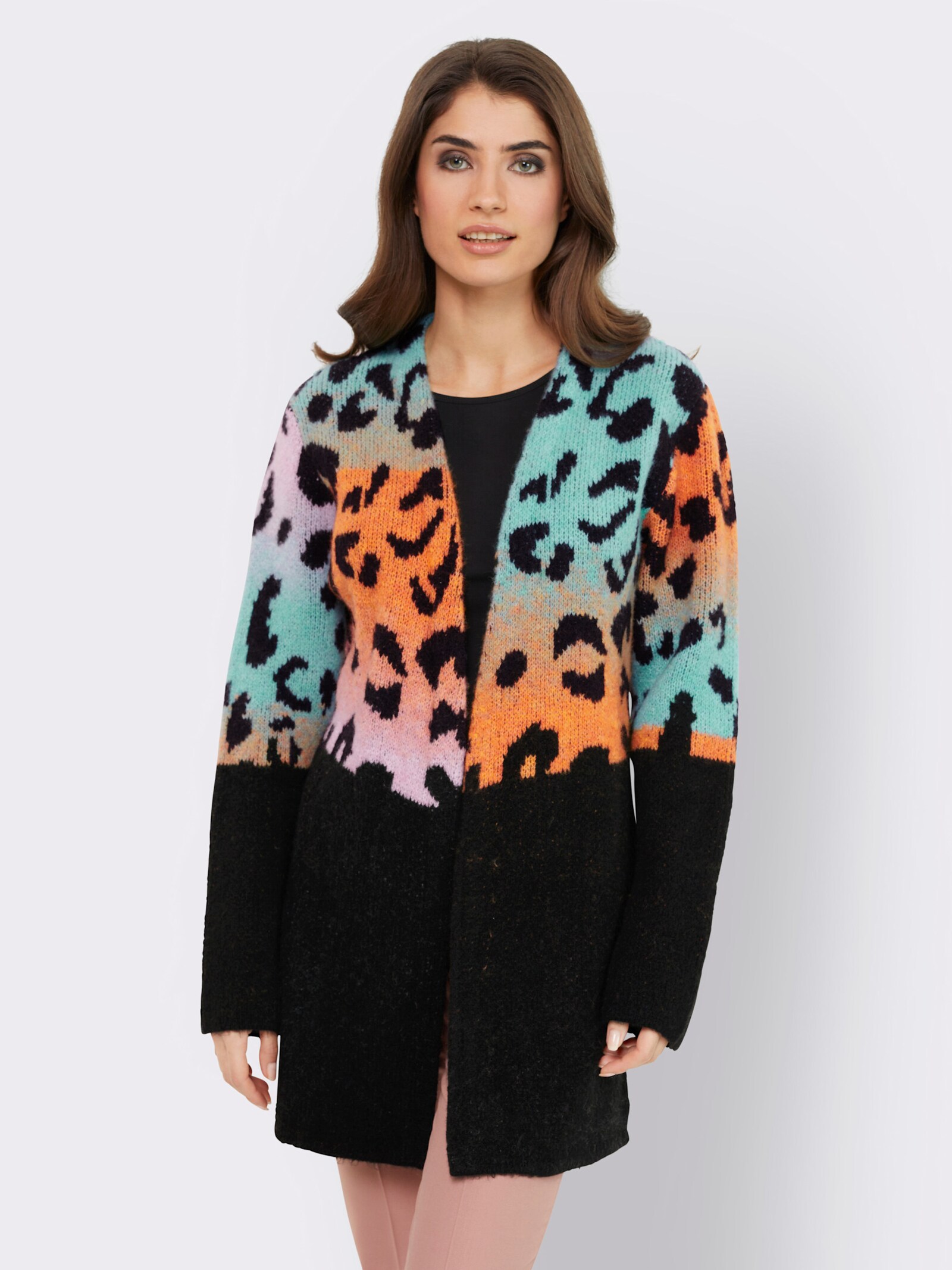 heine Vest met luipaardpatroon met kleurverloop - sesam-mandarijn-print