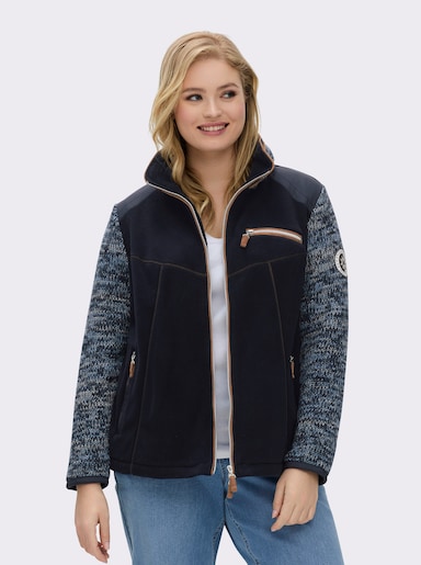 Fleecejacke im Mix aus Fleece und Strick - marine-meliert