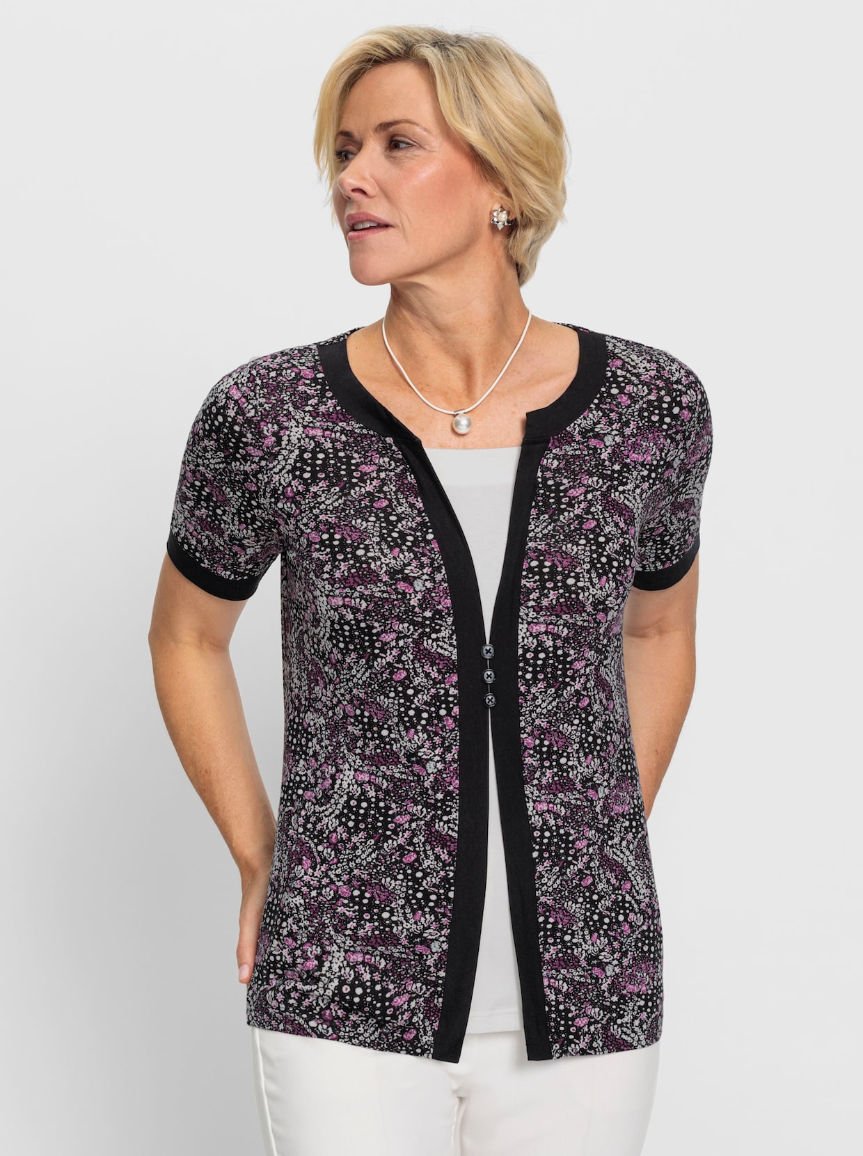 2-in-1-shirt - erika/ecru bedrukt