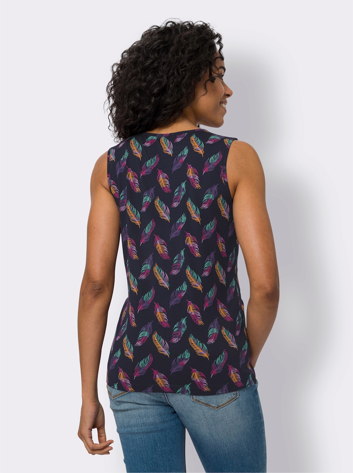 Shirttop - marine/blauwgroen bedrukt