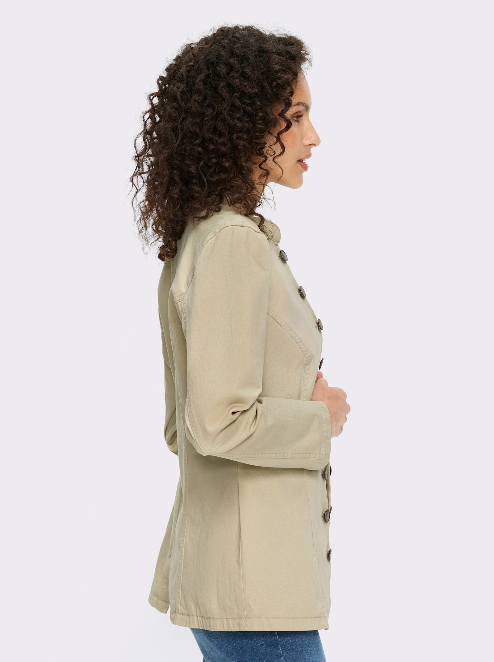 heine Jeansblazer mit Häkchenverschluss - sand