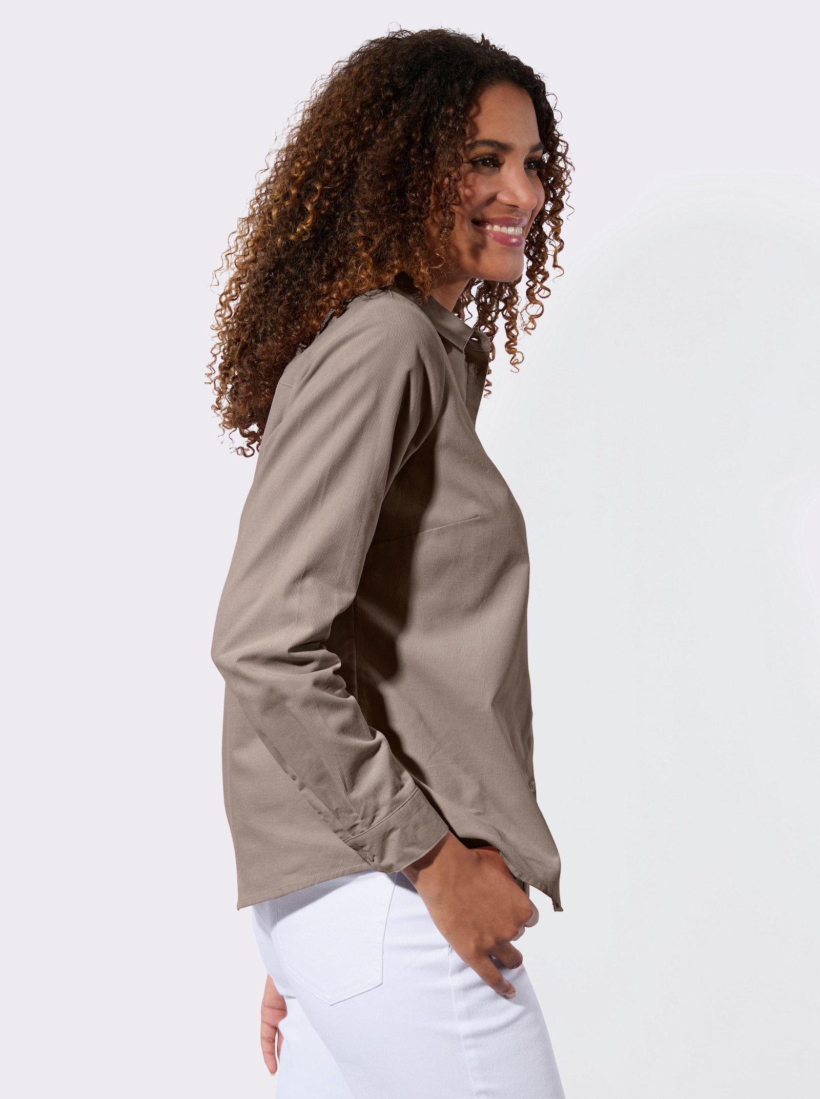 Skjortklänning av mjuk manchester - mullvad