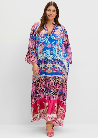 sheego loves miss goodlife Volantkleid - blau gemustert