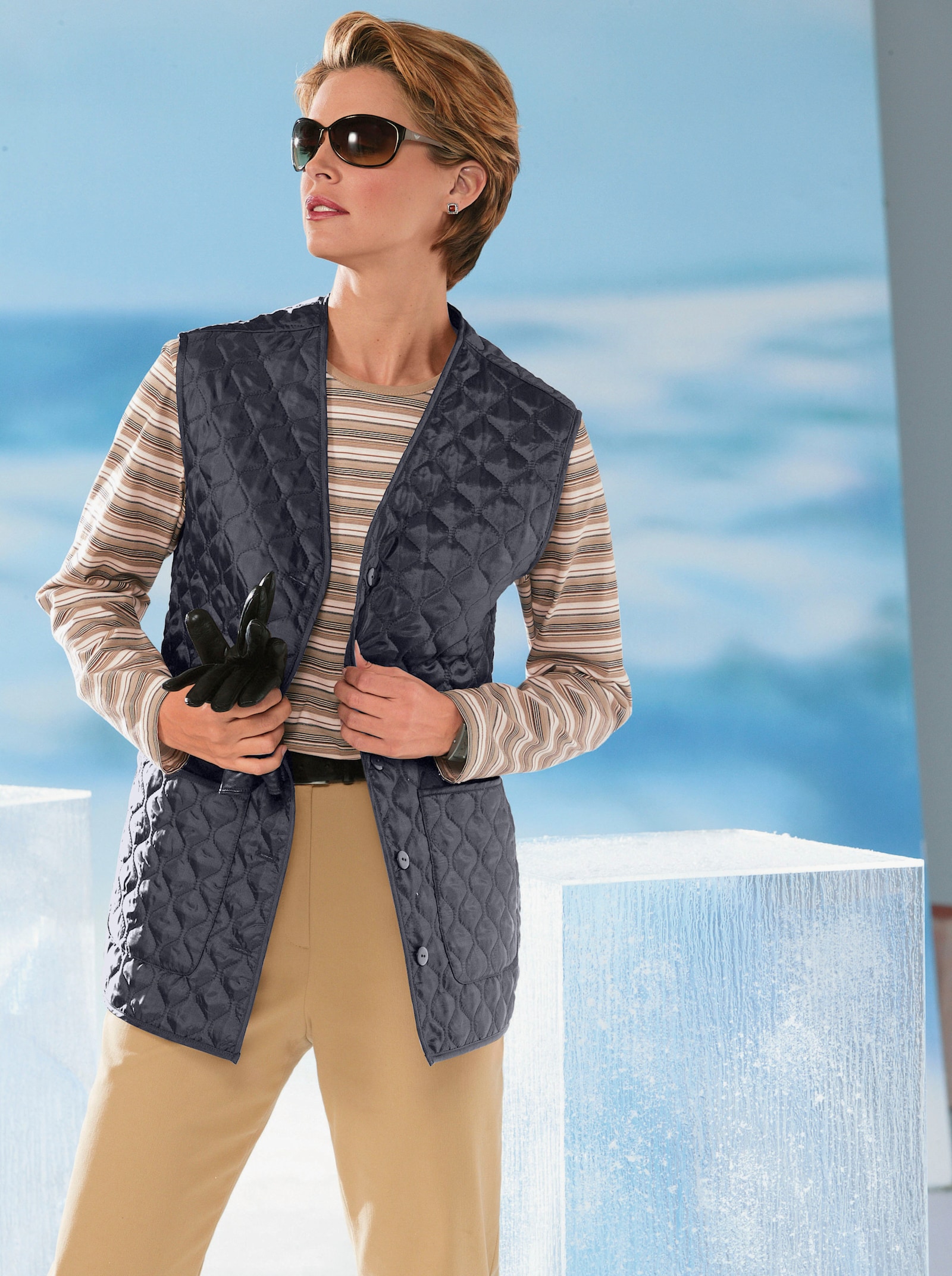 Steppweste mit Wattierung - schwarz